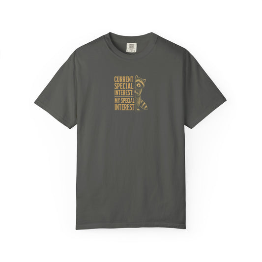 "Current Special Interest: My Special Interest" Raccoon Graphic Tee
