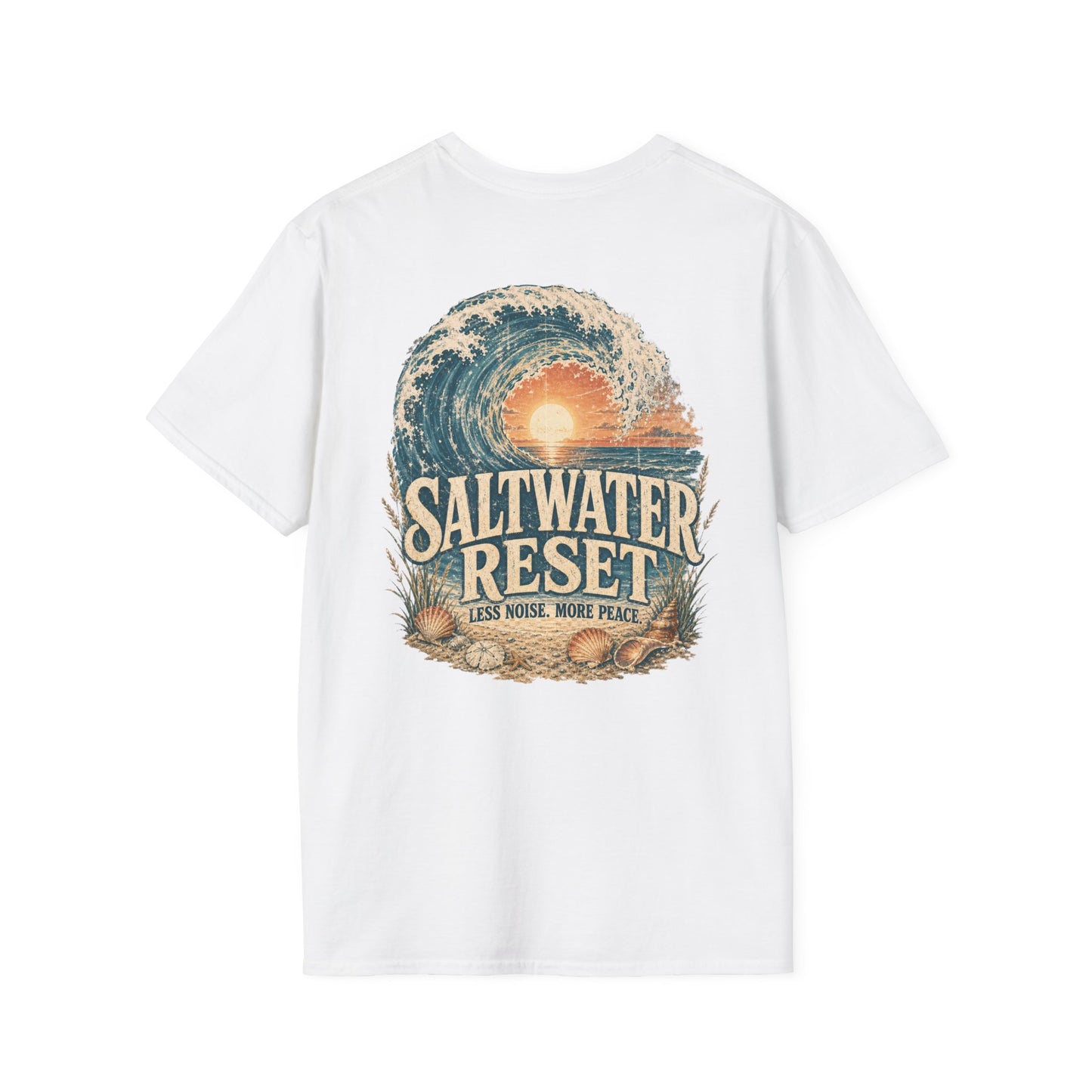 "Saltwater Reset" Retro Ocean Barrel Wave Sunset Graphic T-Shirt