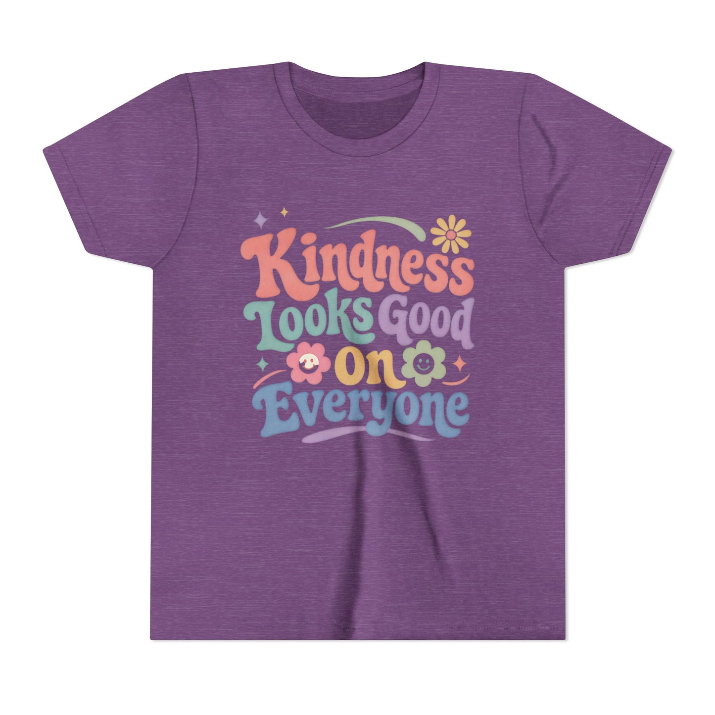 Youth Tee — "Kindness Looks Good On Everyone" Retro Floral Kids T-Shirt
