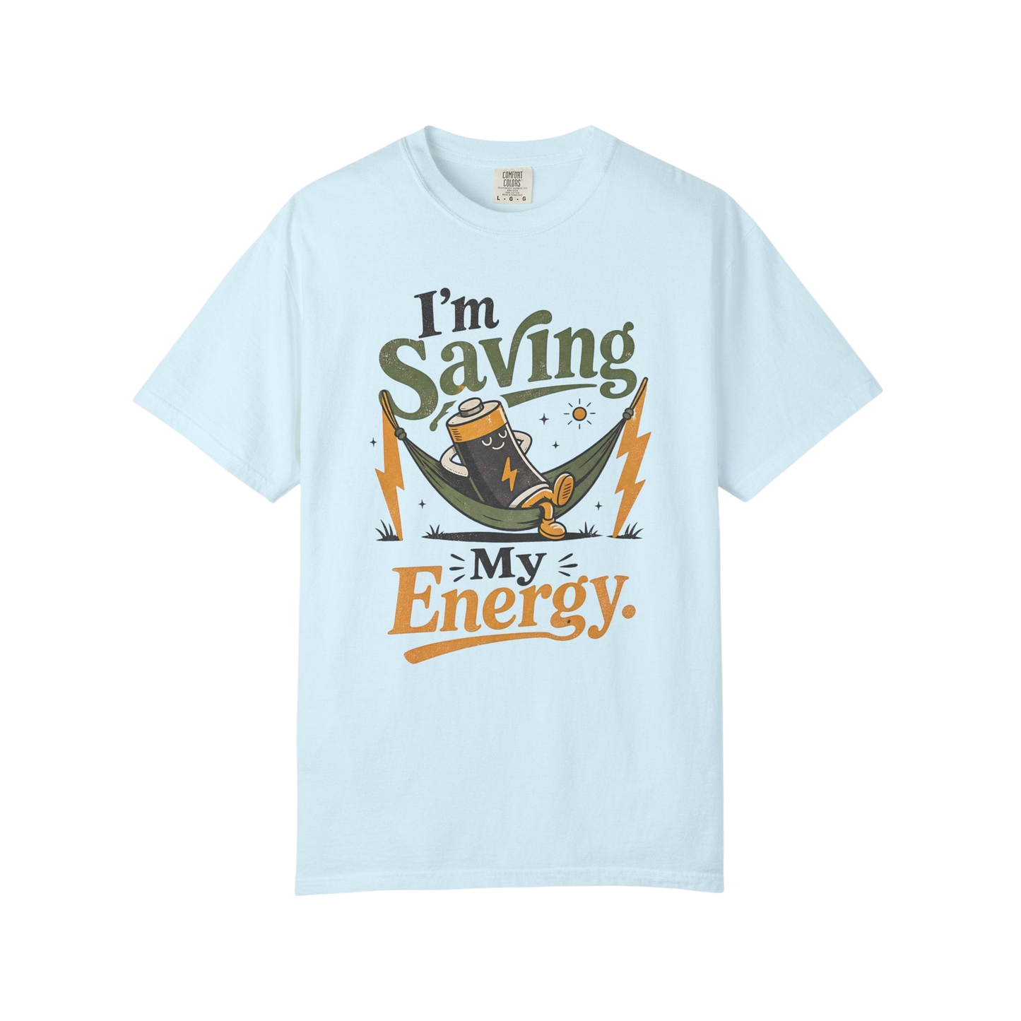 Saving My Energy T-Shirt — Funny Recharge Battery Graphic Tee