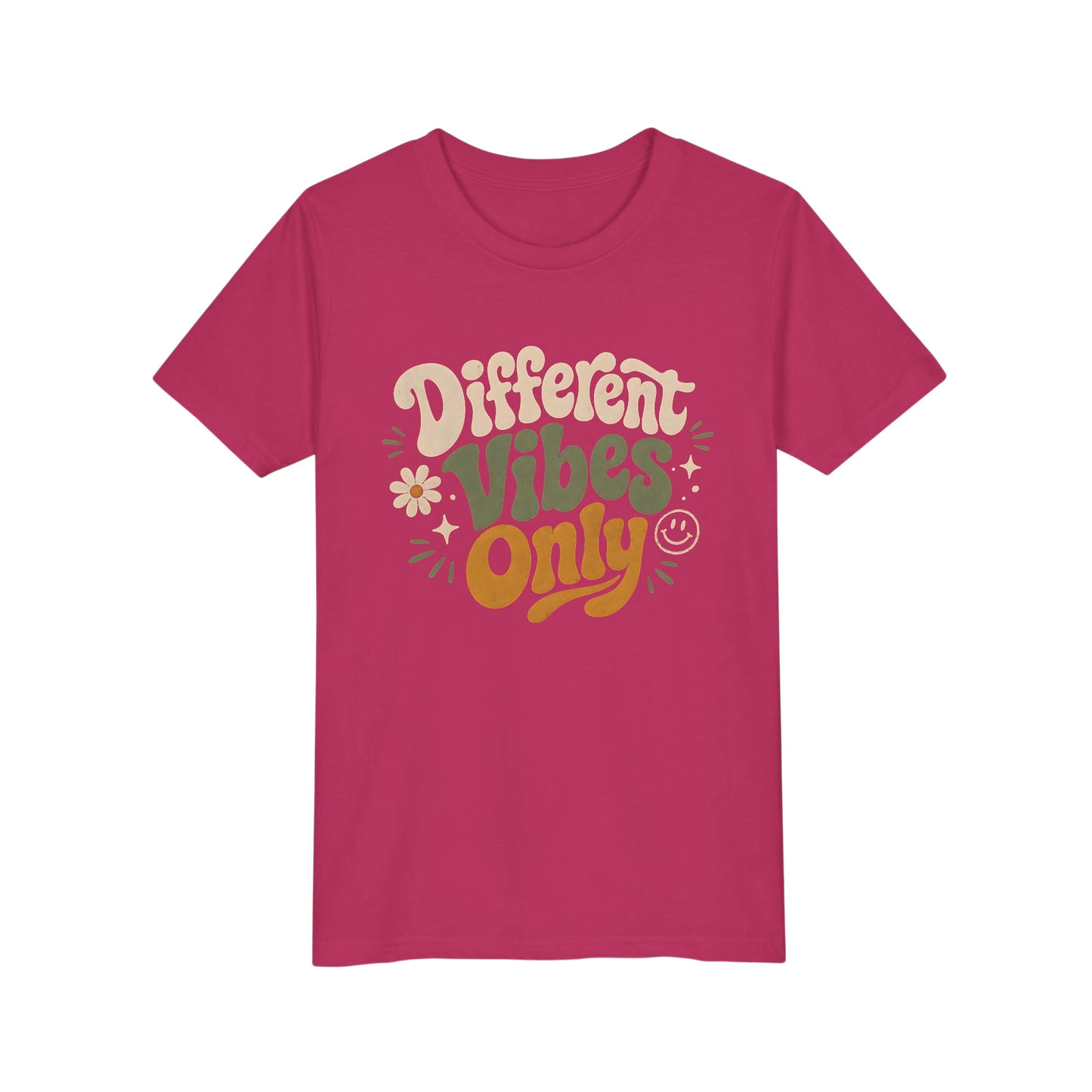 Youth Tee — "Different Vibes Only" Retro Flower Kids T-Shirt
