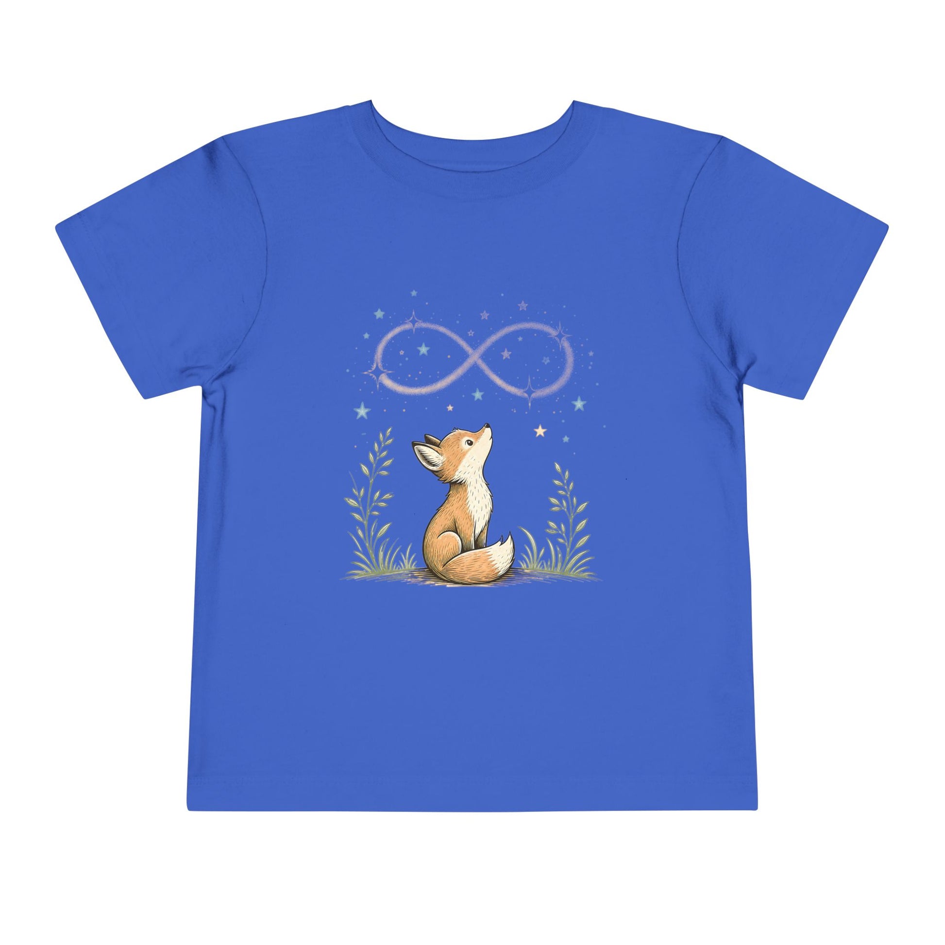 Toddler Tee — Little Fox Gazing at Stars Infinity Design - True Royal, 4T image