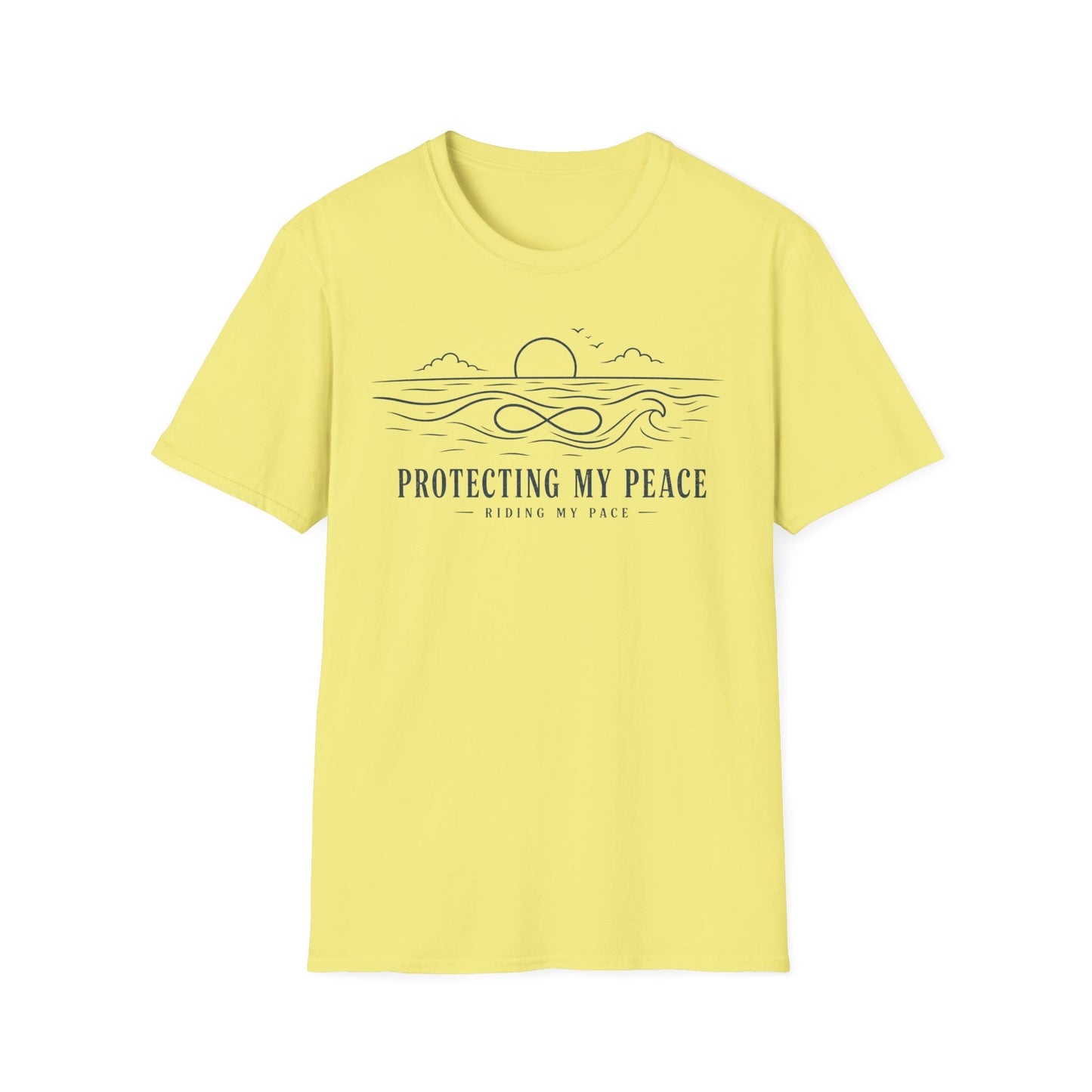 "Protecting My Peace" Ocean Sunset Minimalist Line Art T-Shirt