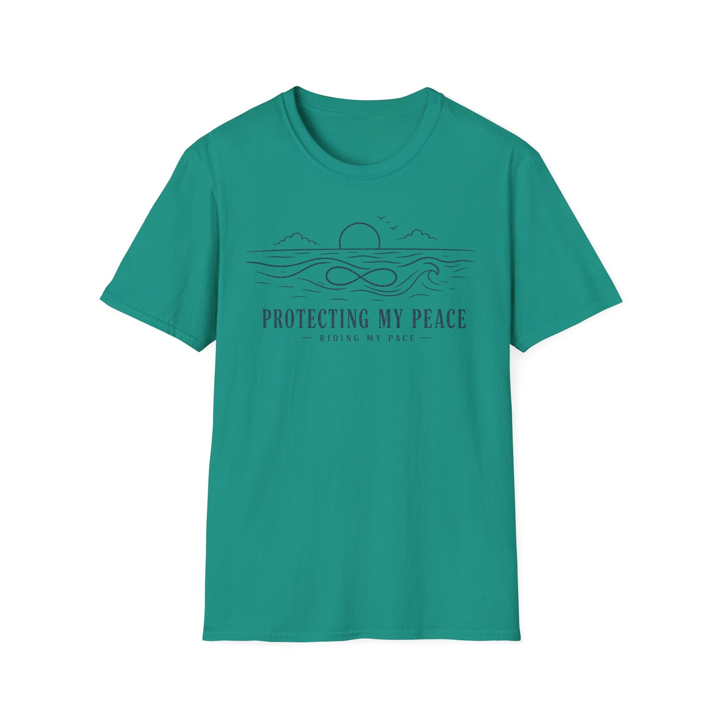 "Protecting My Peace" Ocean Sunset Minimalist Line Art T-Shirt