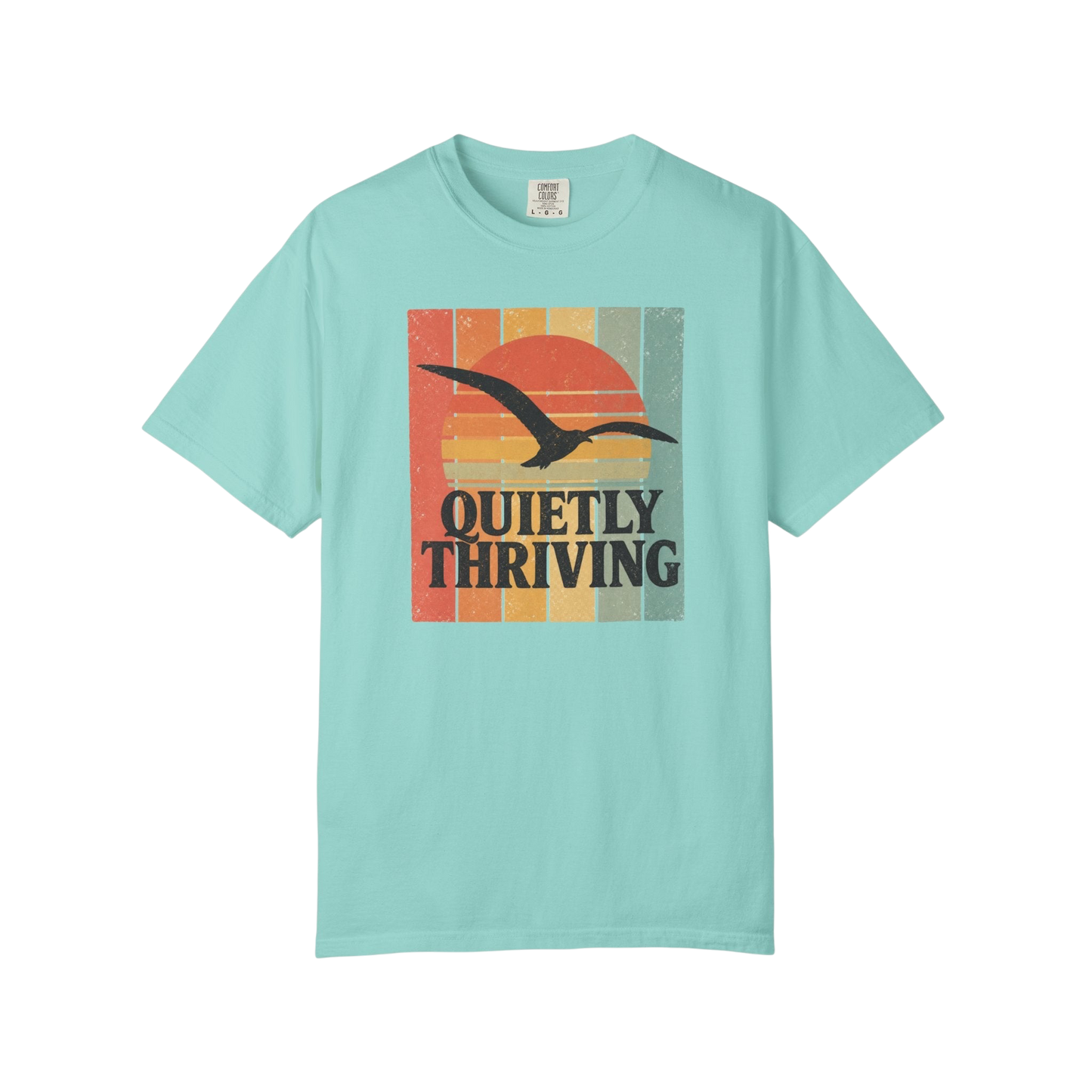 Quietly Thriving T-Shirt — Retro Sunset Seagull Tee