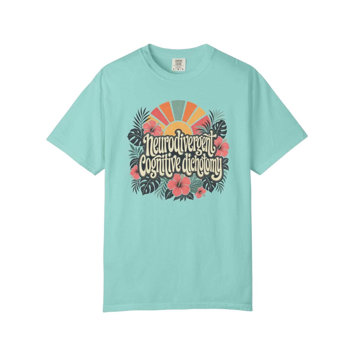 Neurodivergent Cognitive Dichotomy T-Shirt — Retro Floral Sunburst Awareness Tee