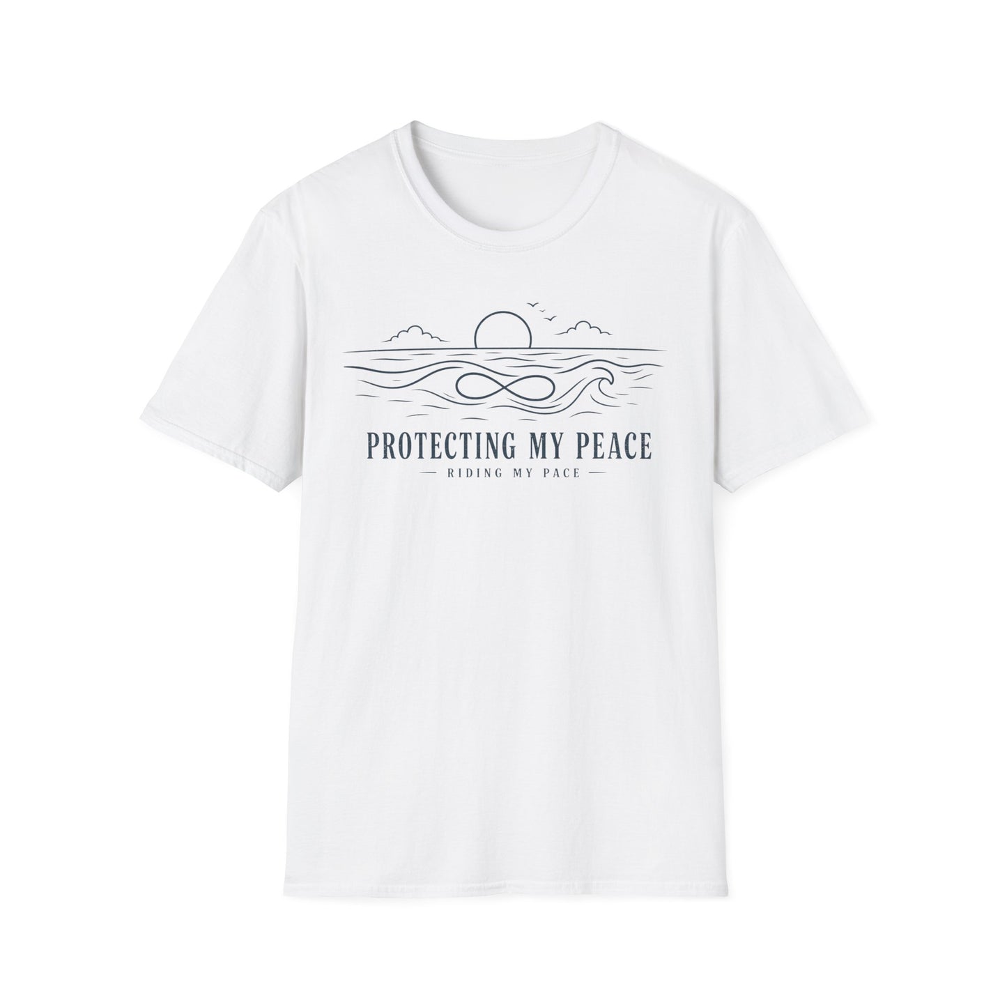 "Protecting My Peace" Ocean Sunset Minimalist Line Art T-Shirt