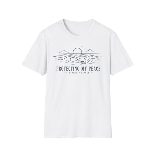 "Protecting My Peace" Ocean Sunset Minimalist Line Art T-Shirt