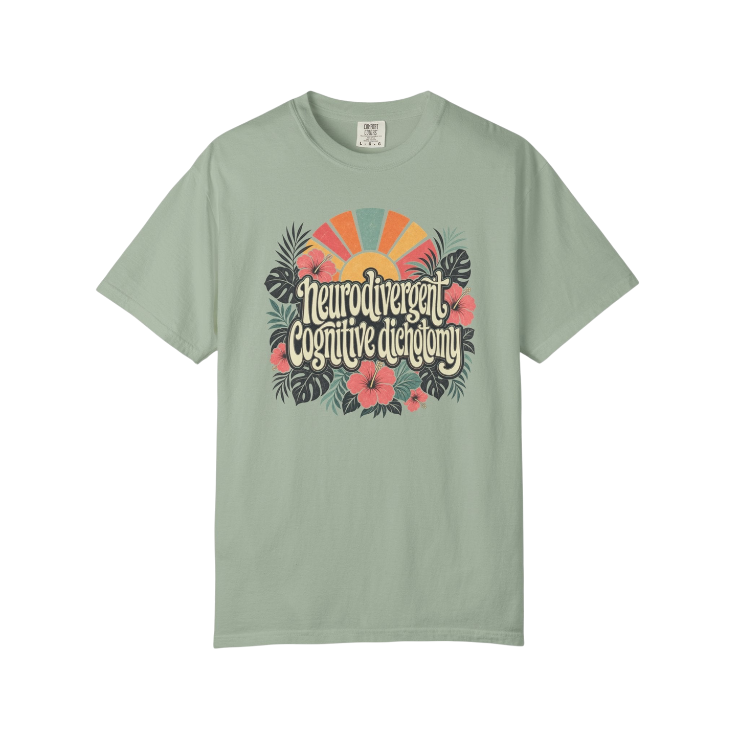 Neurodivergent Cognitive Dichotomy T-Shirt — Retro Floral Sunburst Awareness Tee