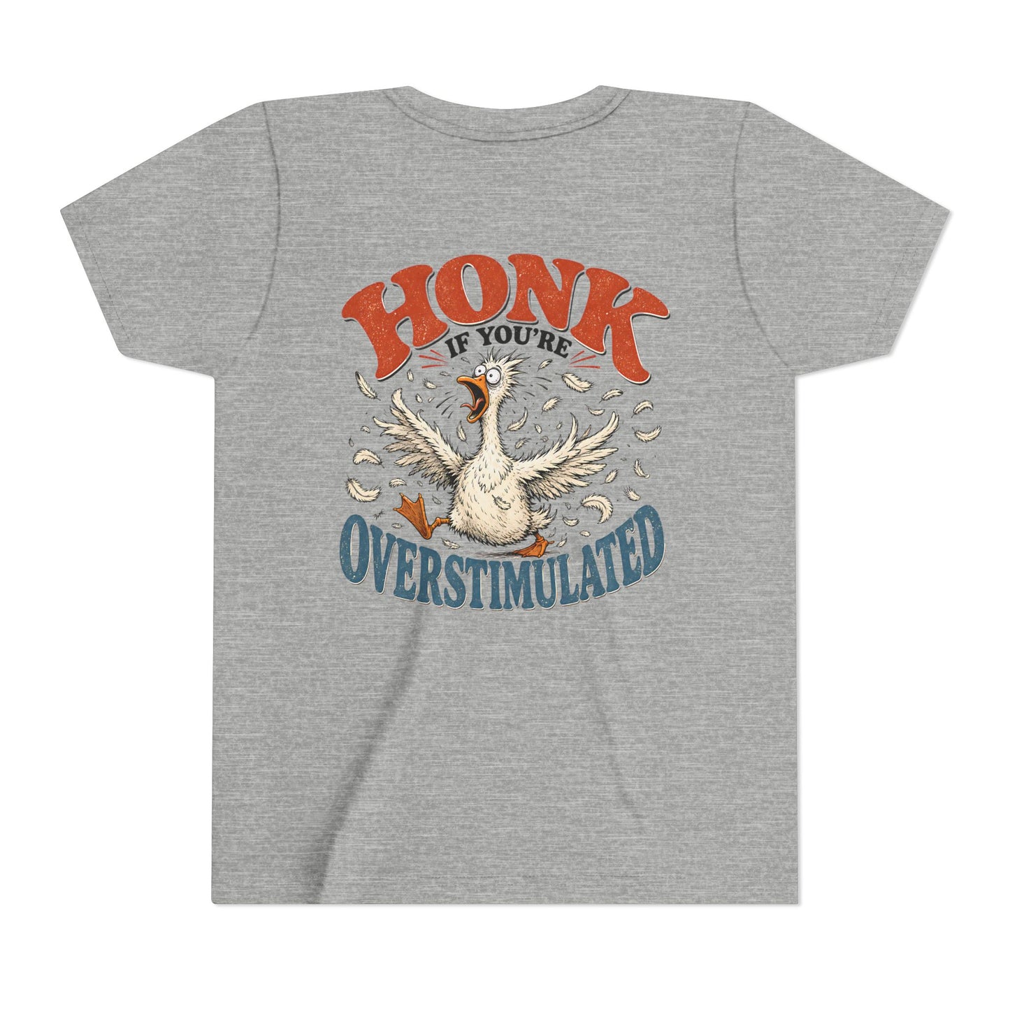 Youth Tee — "Honk If You’re Overstimulated" Silly Goose Graphic BACK PRINT