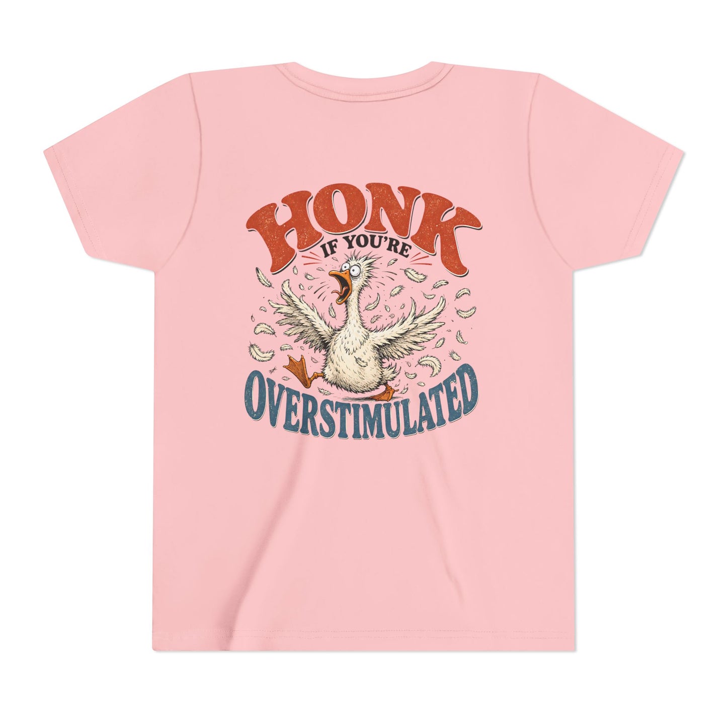 Youth Tee — "Honk If You’re Overstimulated" Silly Goose Graphic BACK PRINT