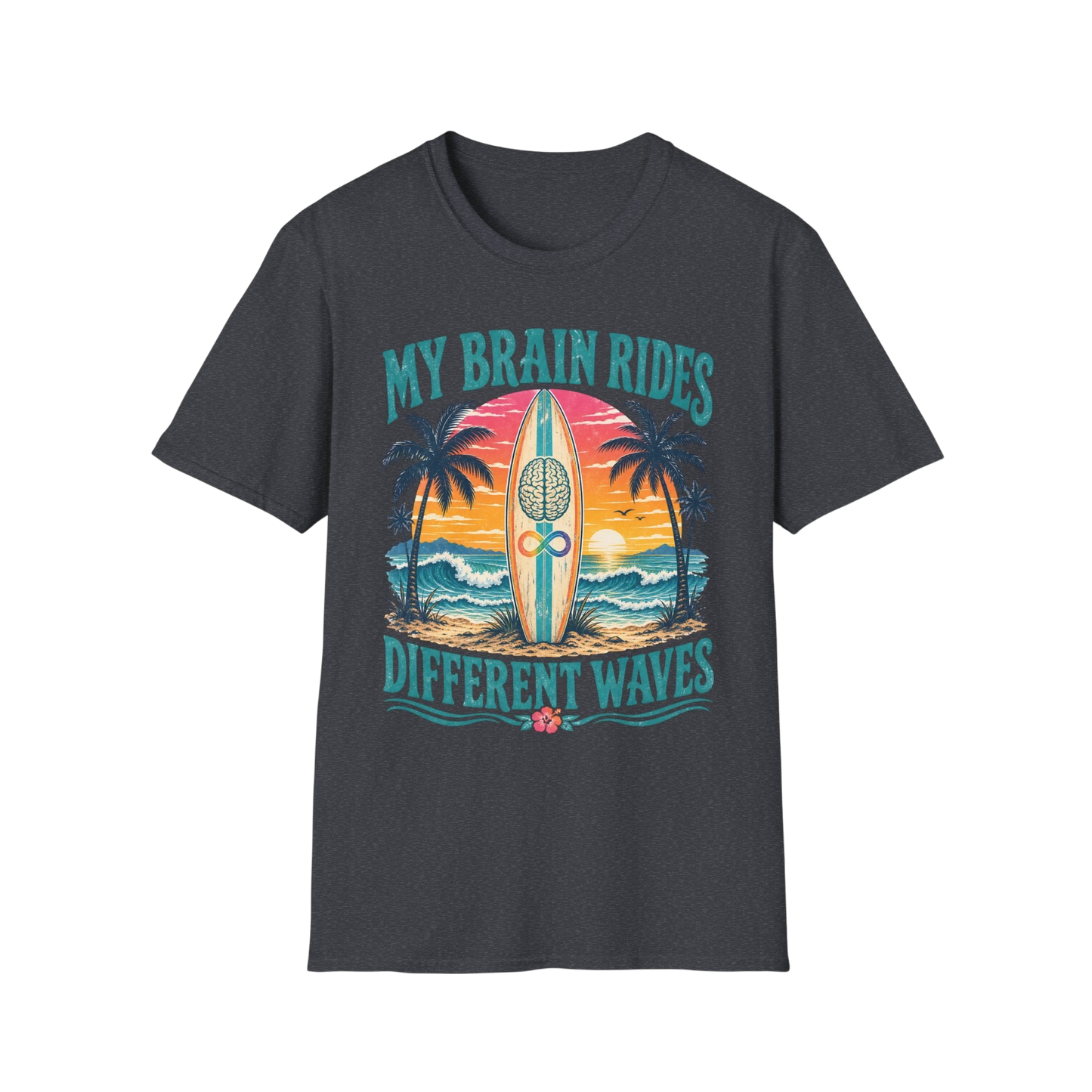 Graphic T-Shirt — "My Brain Rides Different Waves" Surf Retro Tee