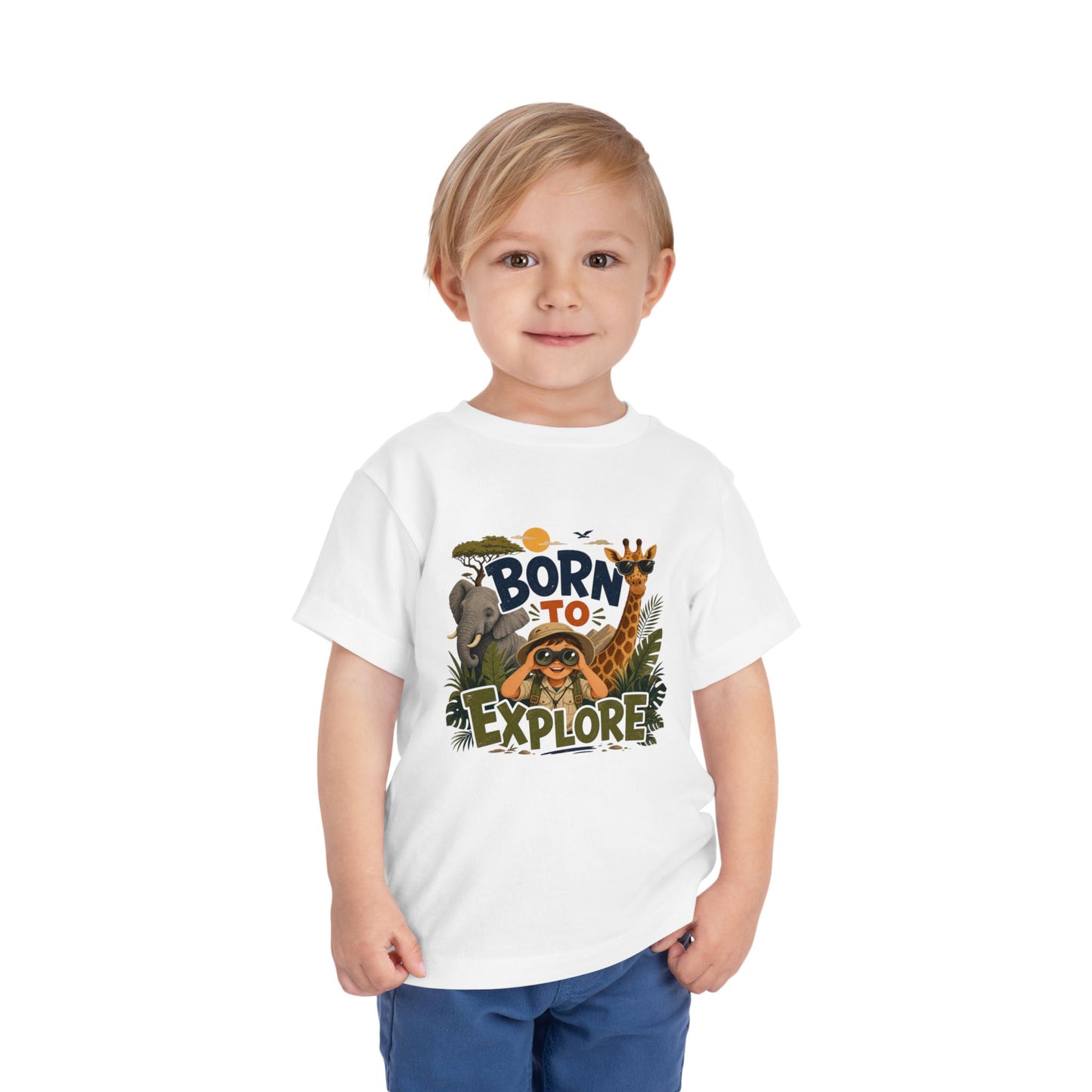 Born to Explore Toddler Tee — Jungle Safari Graphic Shirt