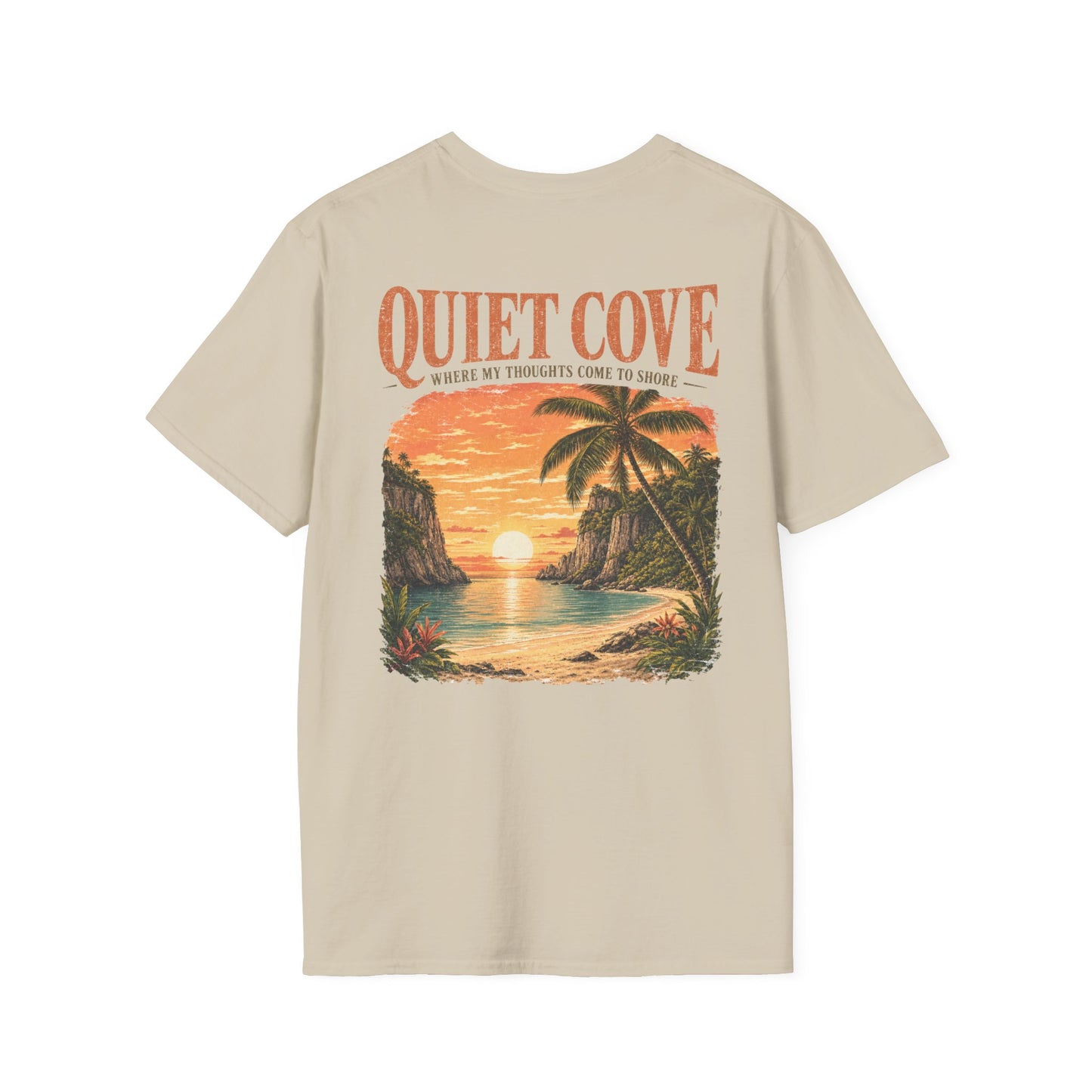 "Quiet Cove" Retro Palm Tree Coastal Sunset Graphic T-Shirt