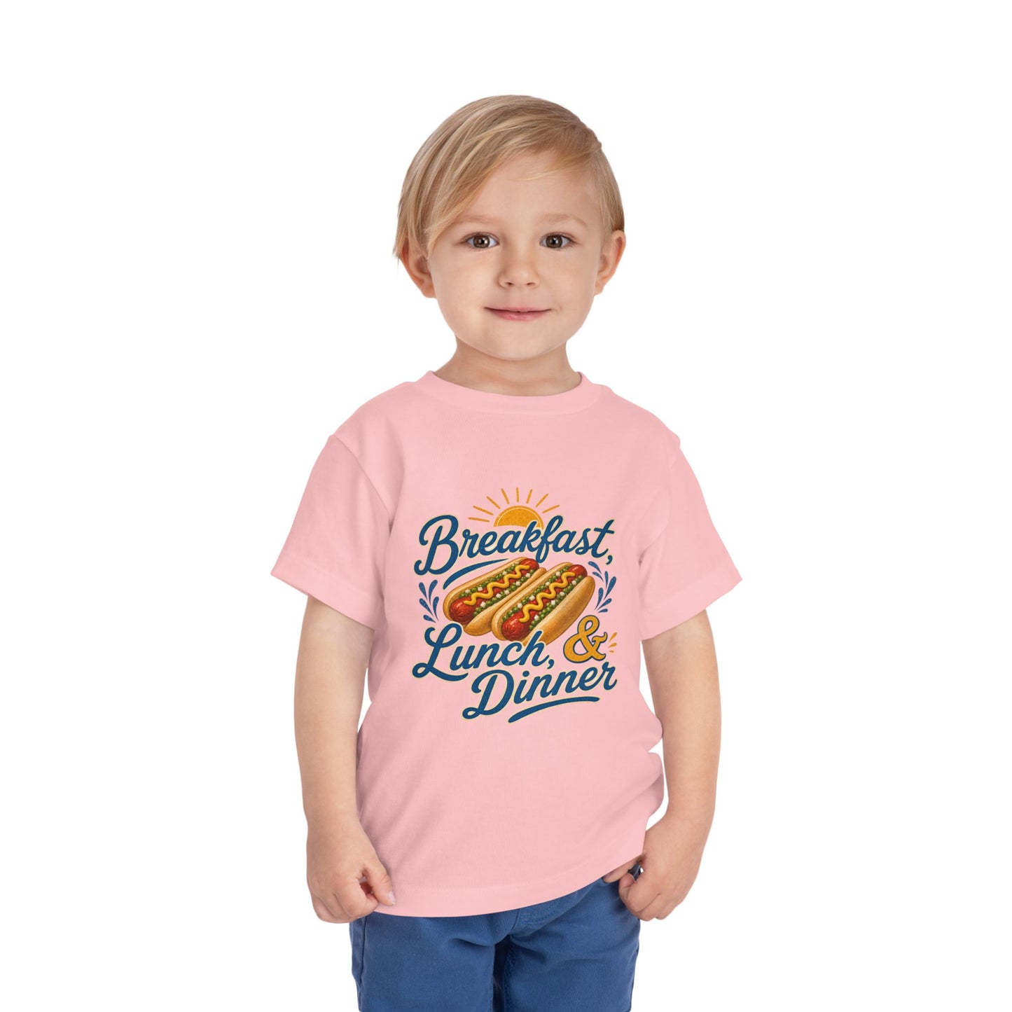 "Breakfast, Lunch & Dinner" Hot Dog Kids T‑Shirt Toddler Tee —