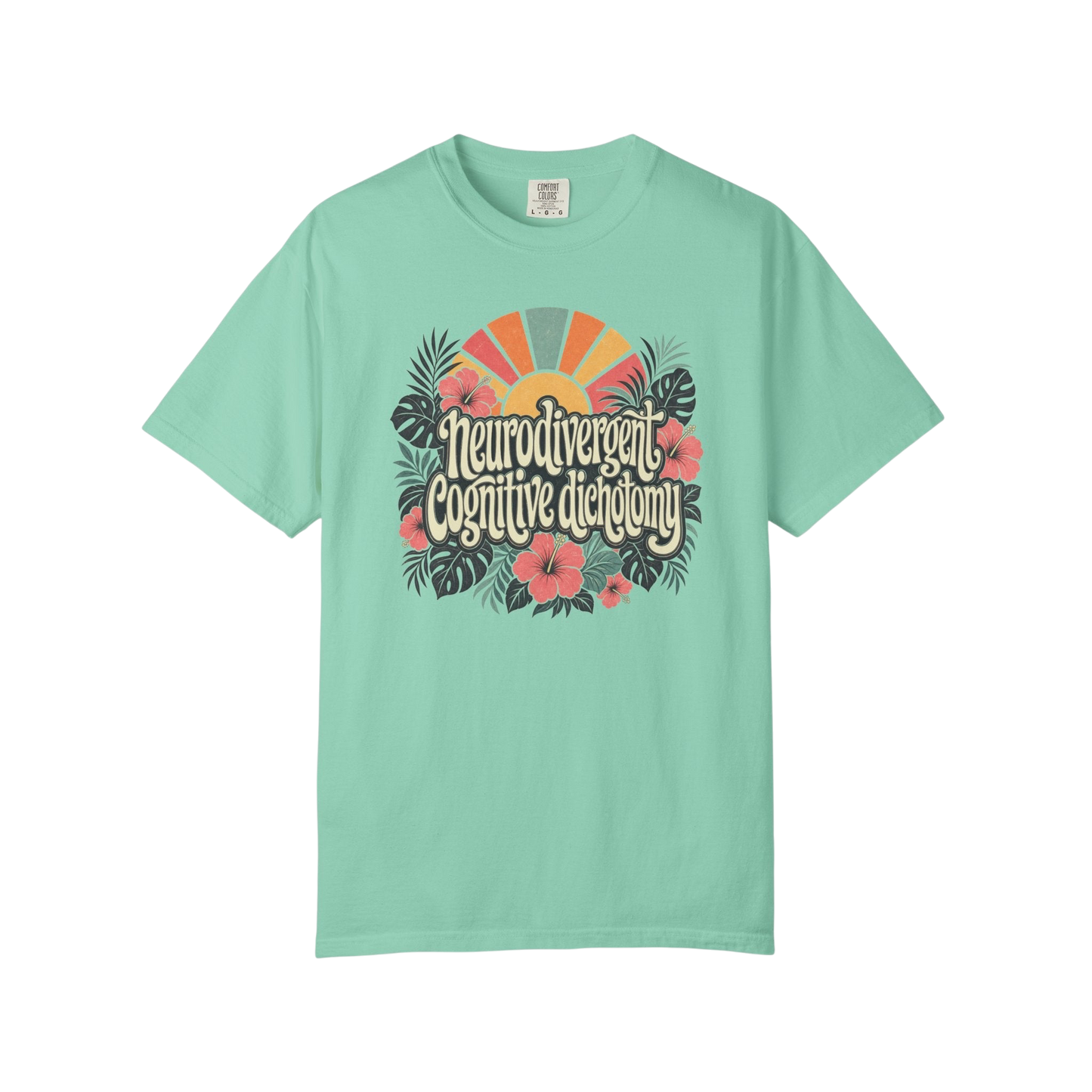 Neurodivergent Cognitive Dichotomy T-Shirt — Retro Floral Sunburst Awareness Tee