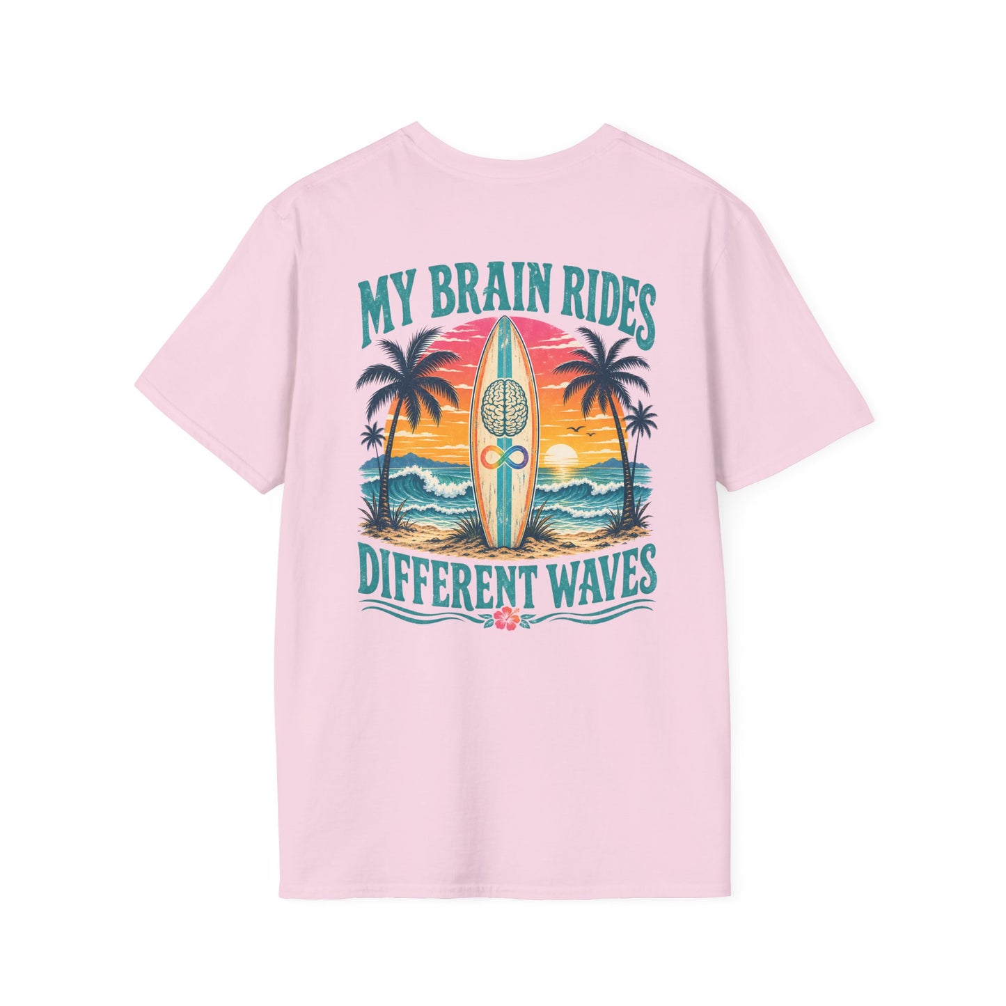 Retro "My Brain Rides Different Waves" Neurodiversity Surf T-Shirt