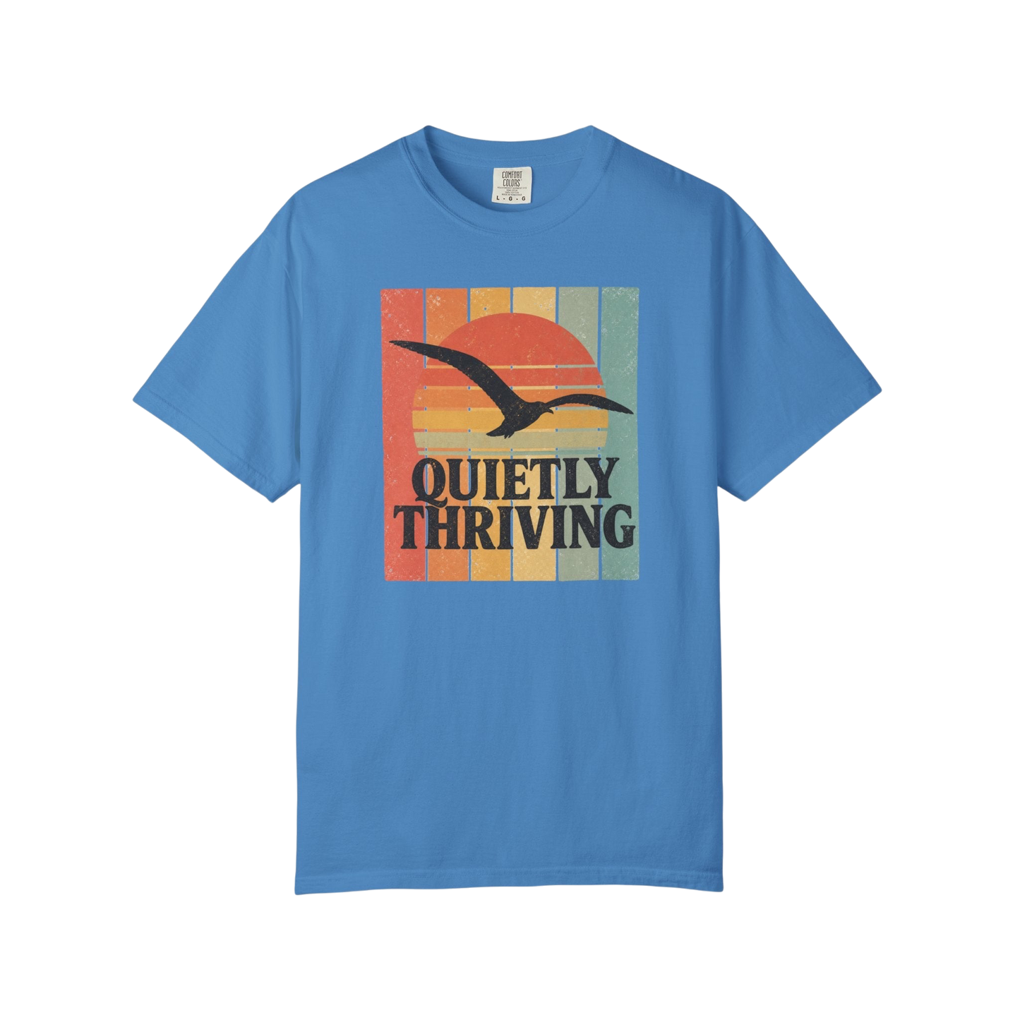 Quietly Thriving T-Shirt — Retro Sunset Seagull Tee