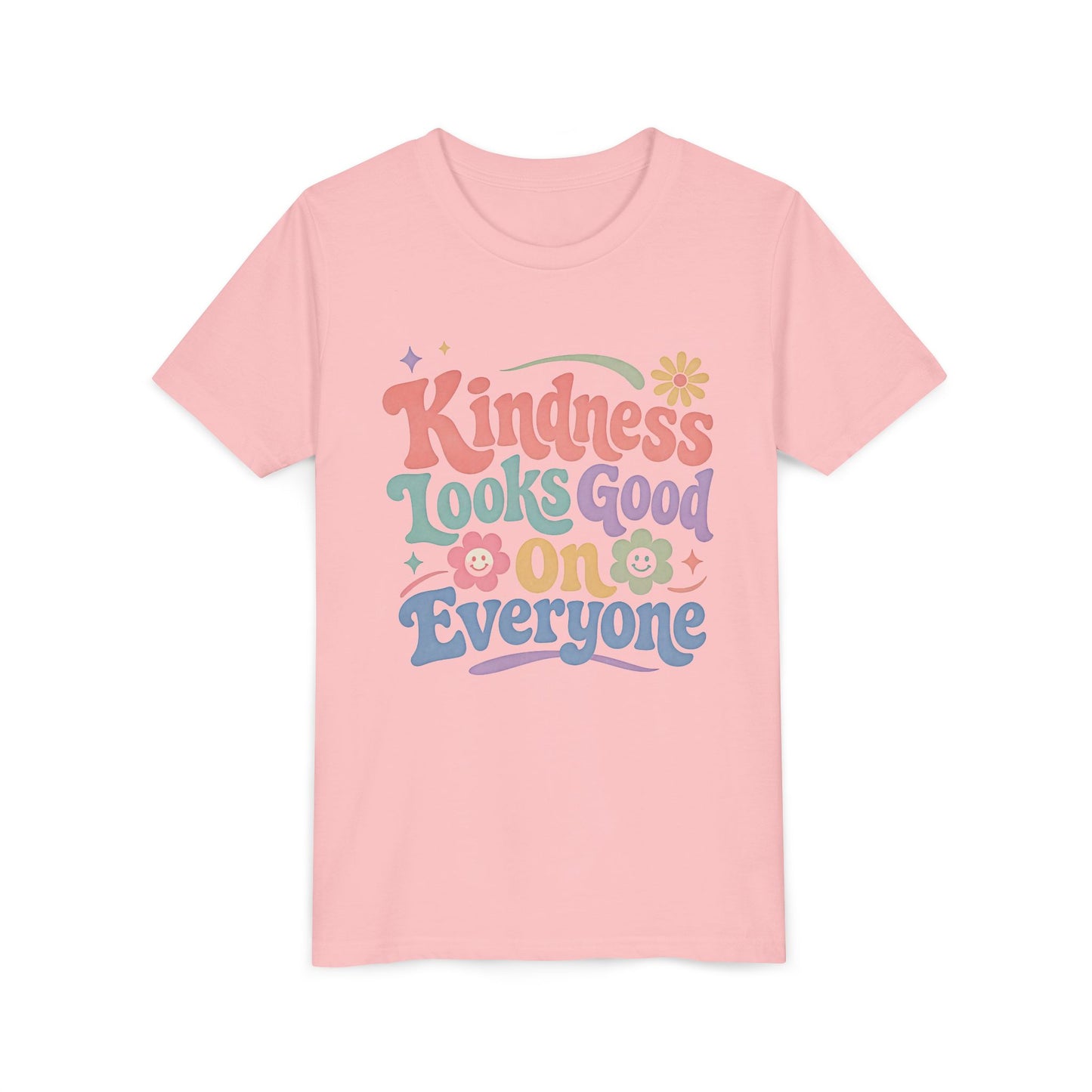 Youth Tee — "Kindness Looks Good On Everyone" Retro Floral Kids T-Shirt