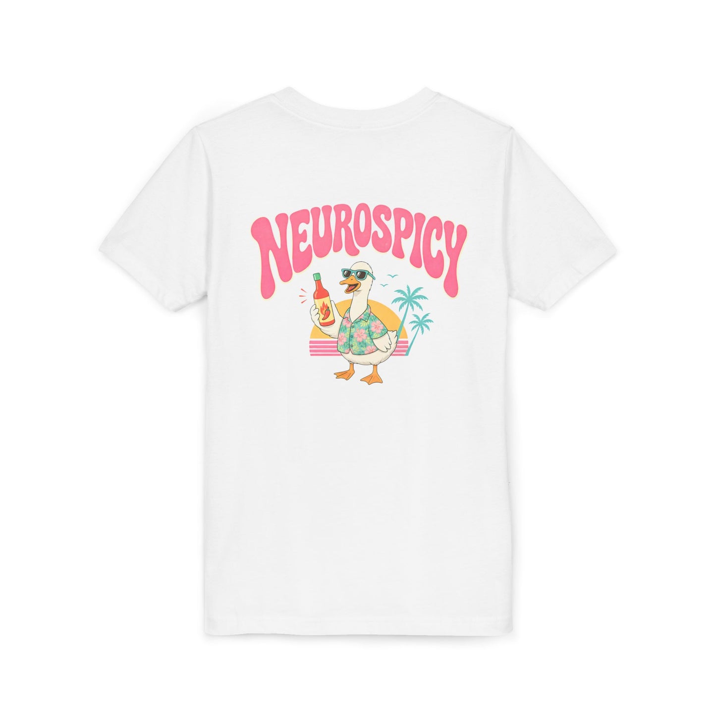 Neurospicy Silly Goose Youth Tee — Cute Tropical Graphic Kids T‑Shirt BACK PRINT