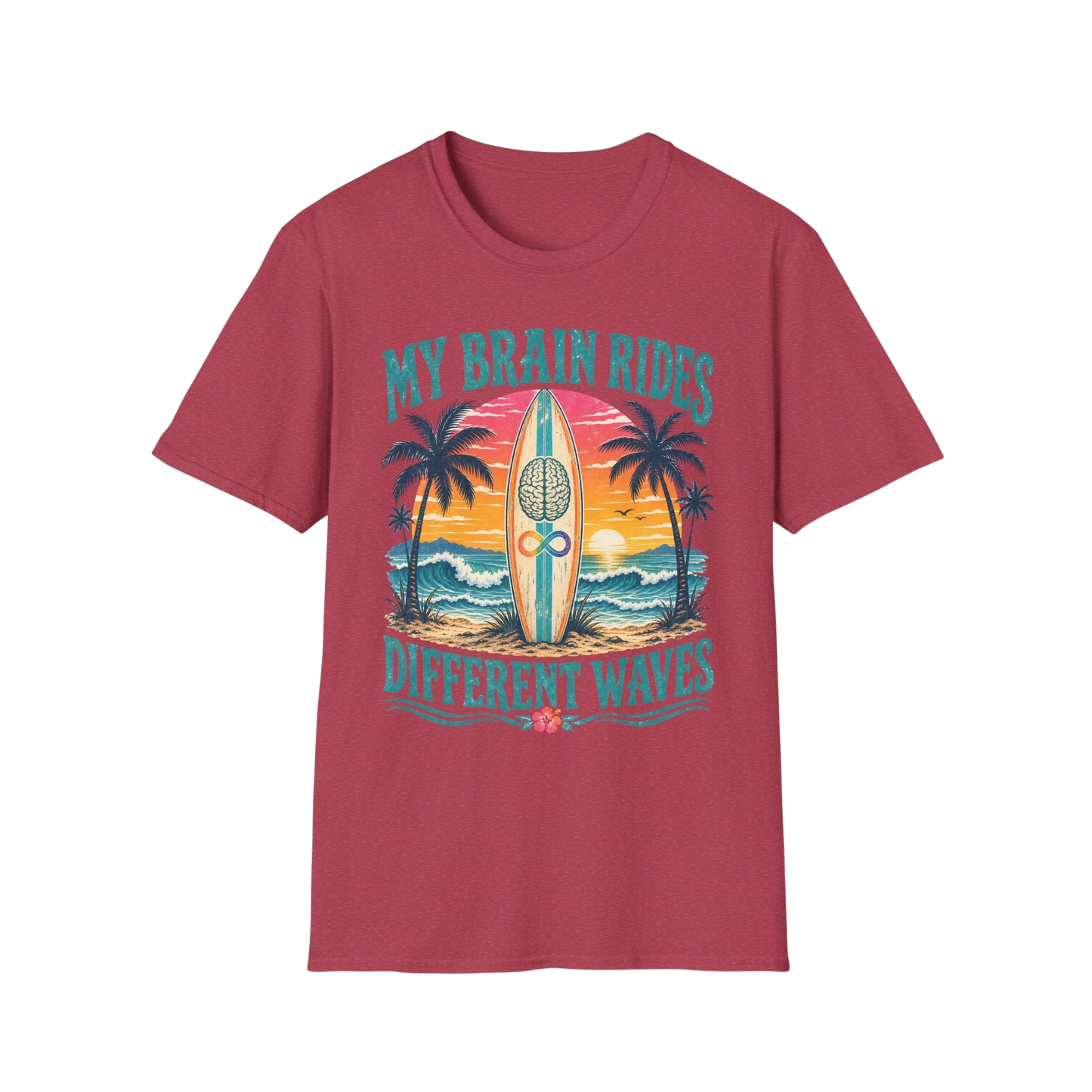 Graphic T-Shirt — "My Brain Rides Different Waves" Surf Retro Tee