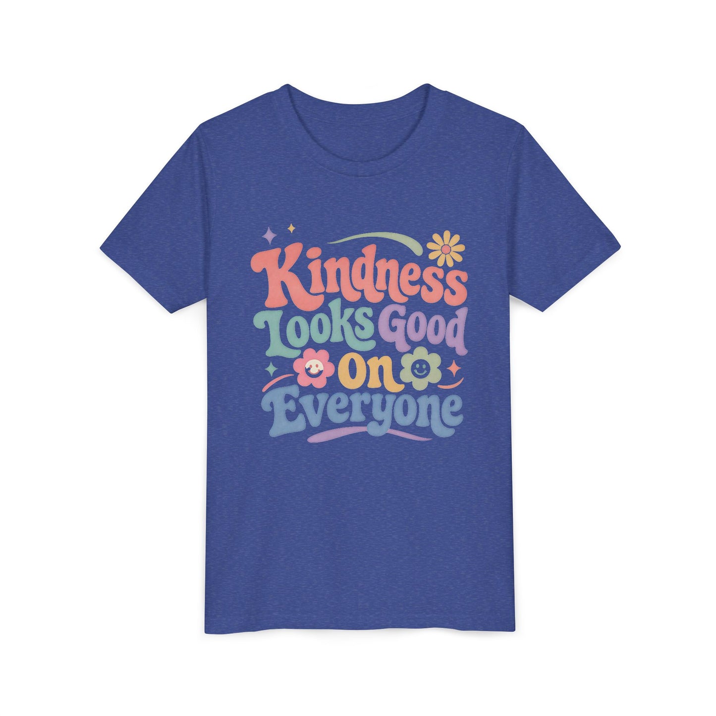 Youth Tee — "Kindness Looks Good On Everyone" Retro Floral Kids T-Shirt