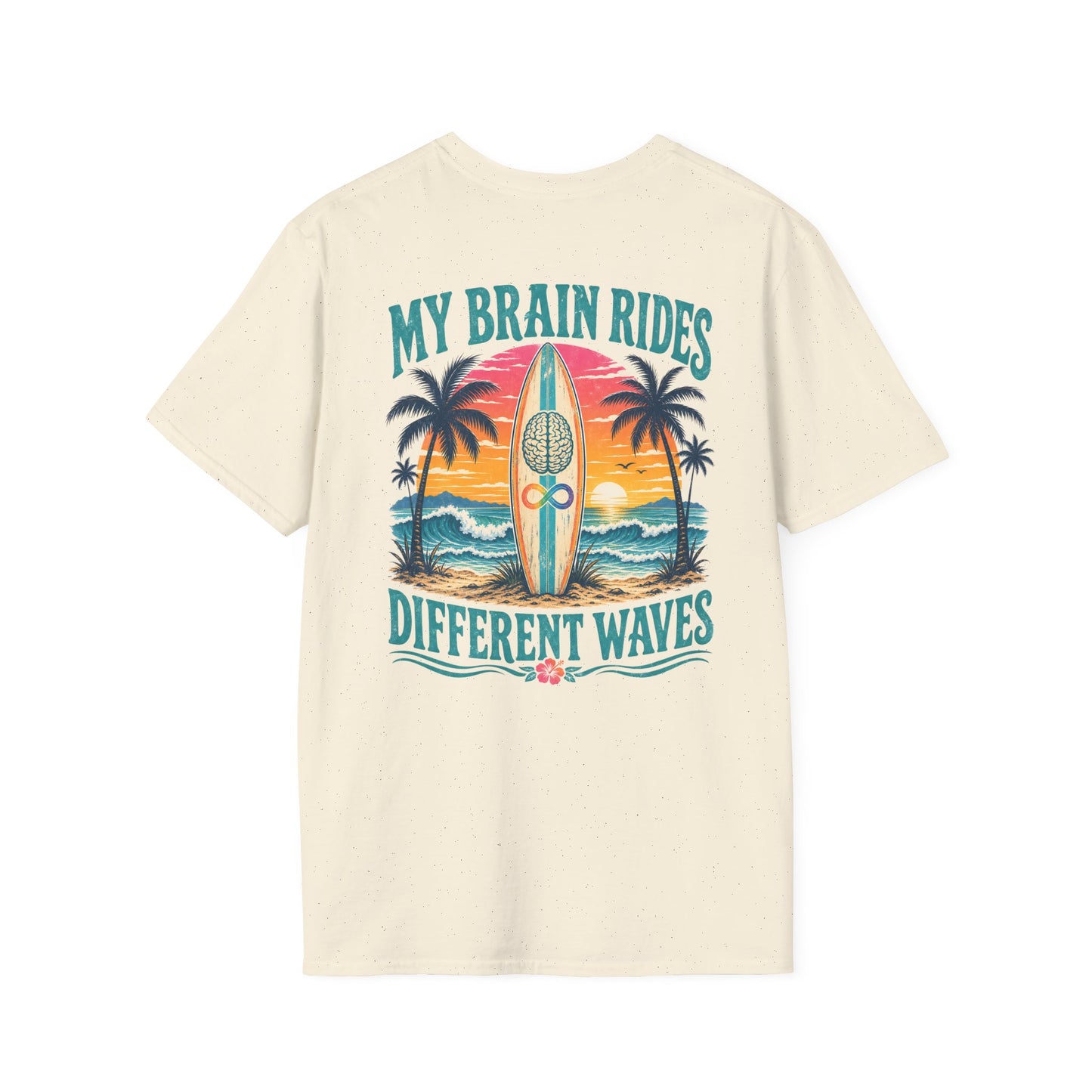 Retro "My Brain Rides Different Waves" Neurodiversity Surf T-Shirt