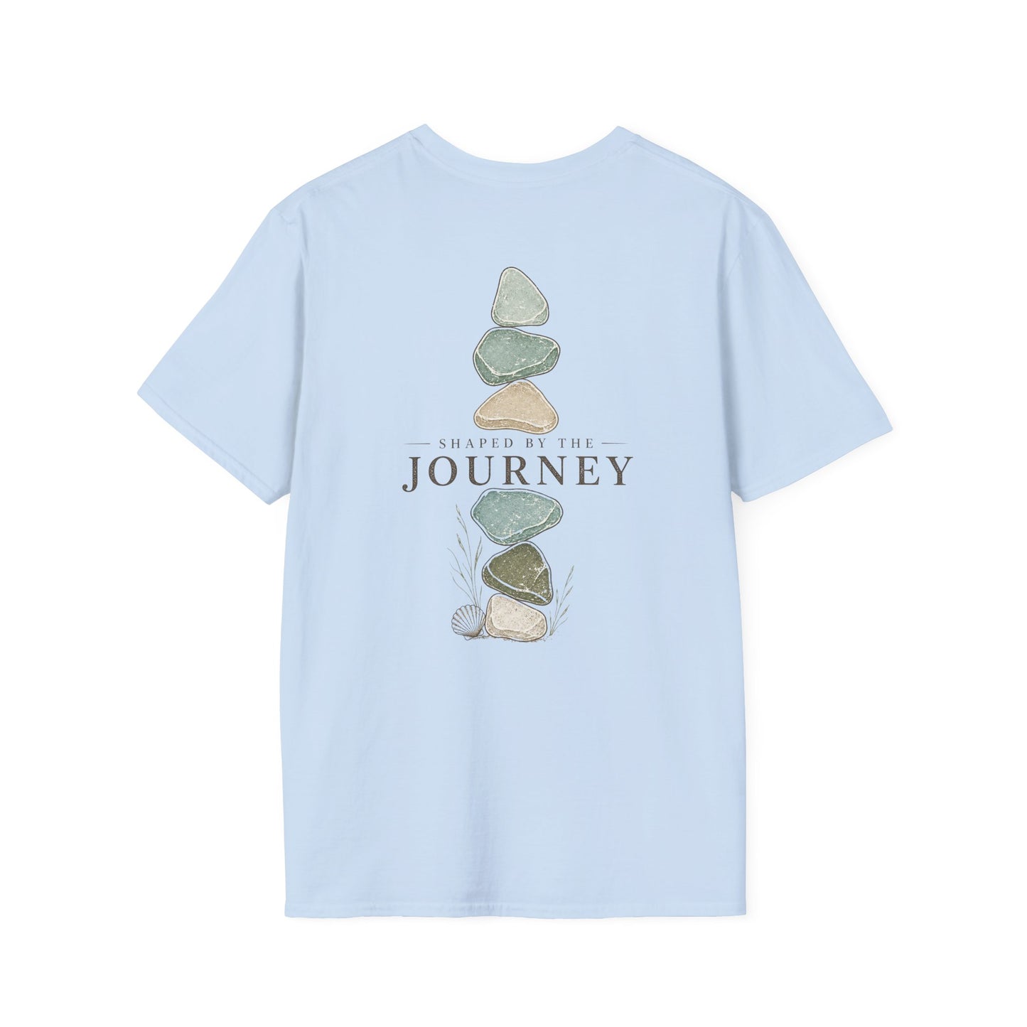 "SHAPED BY THE JOURNEY"  Coastal inspired Sea Glass t-shirt