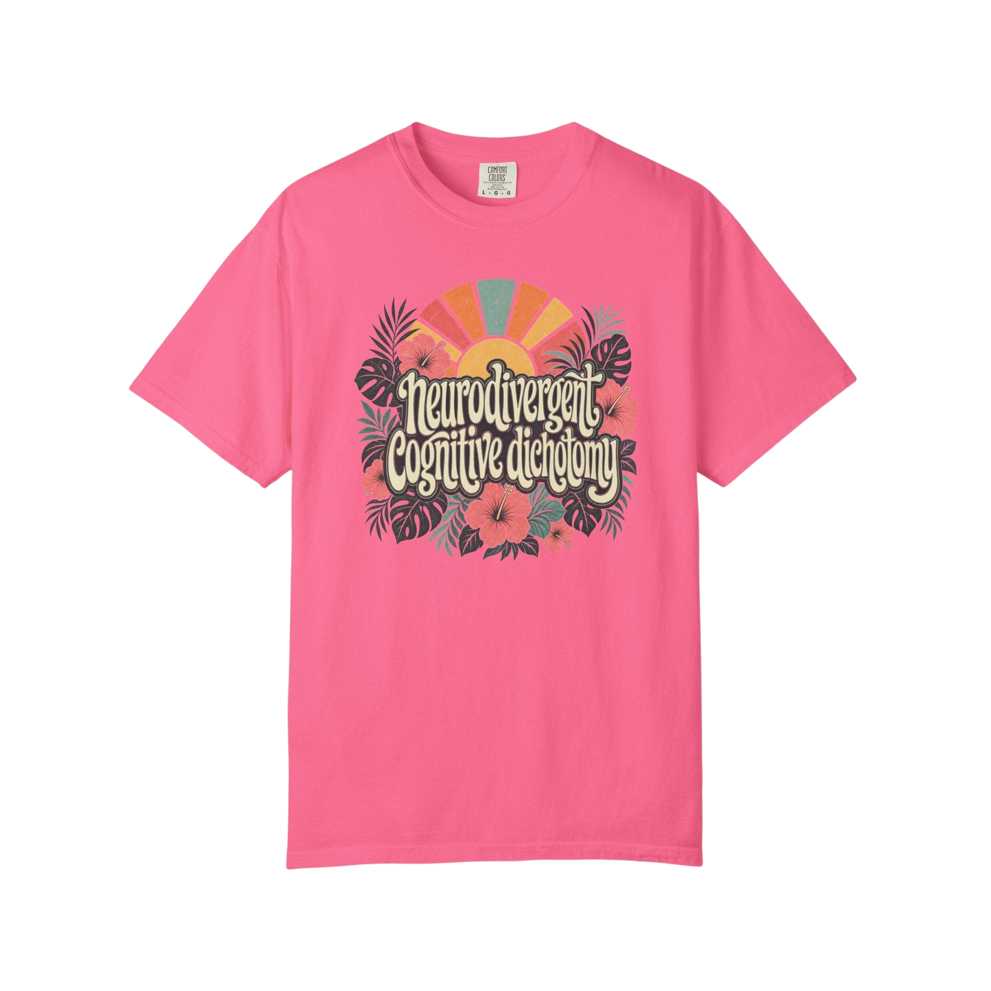 Neurodivergent Cognitive Dichotomy T-Shirt — Retro Floral Sunburst Awareness Tee