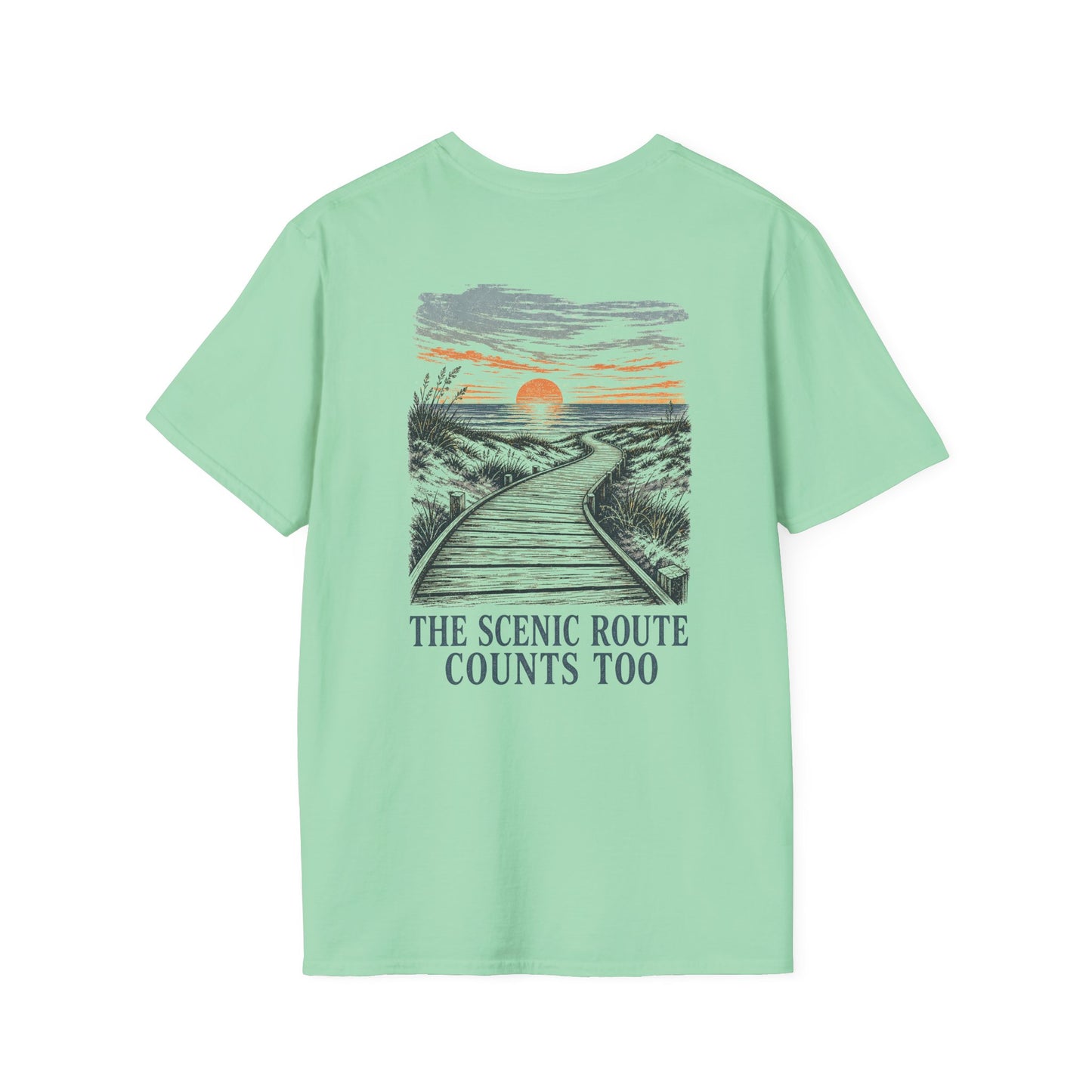"The Scenic Route Counts Too" Vintage Boardwalk Graphic Tee