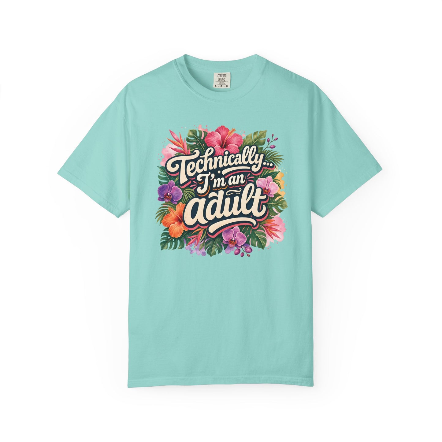 Technically I’m an Adult T-Shirt — Floral ADHD ASD Funny AuDulting T-Shirt