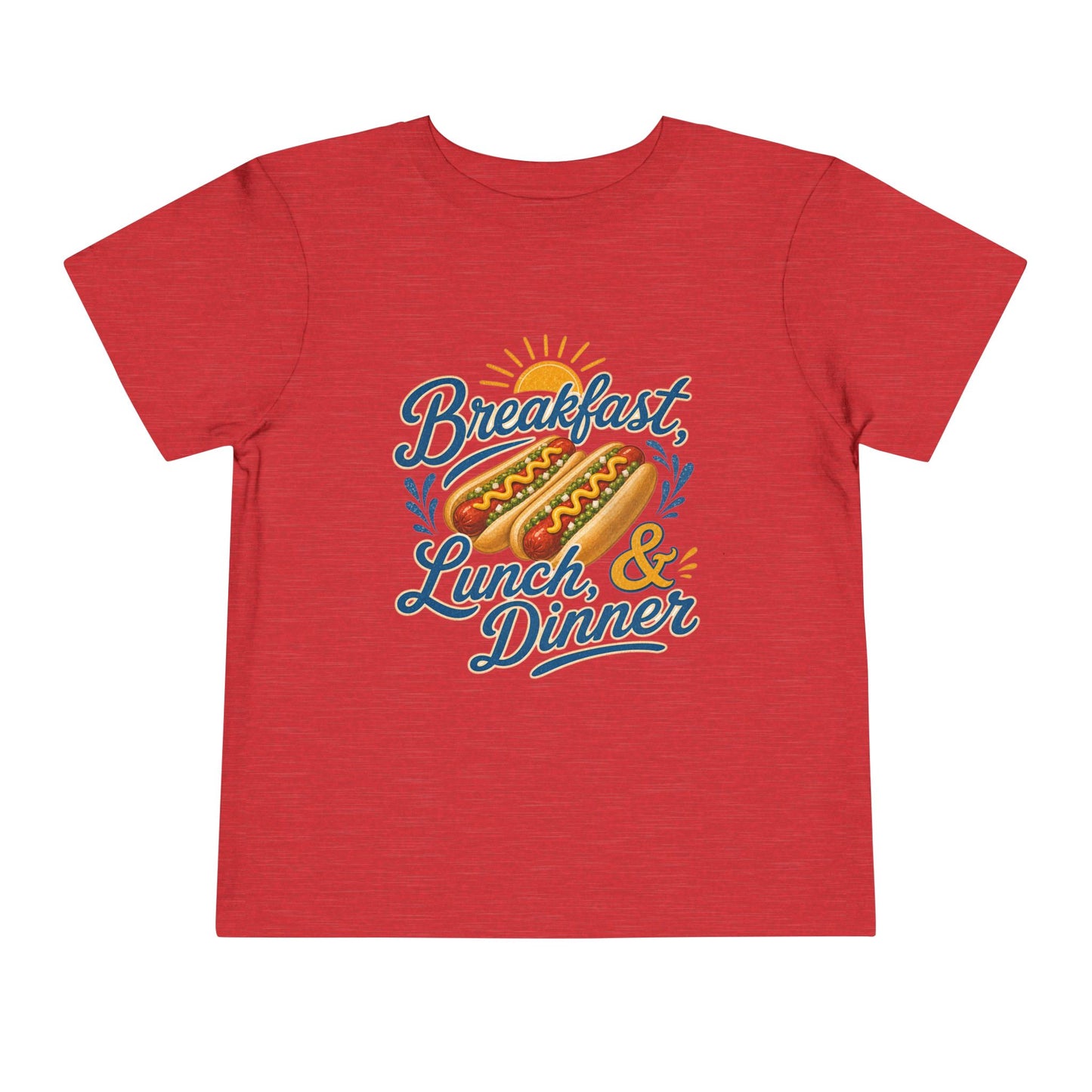 "Breakfast, Lunch & Dinner" Hot Dog Kids T‑Shirt Toddler Tee —