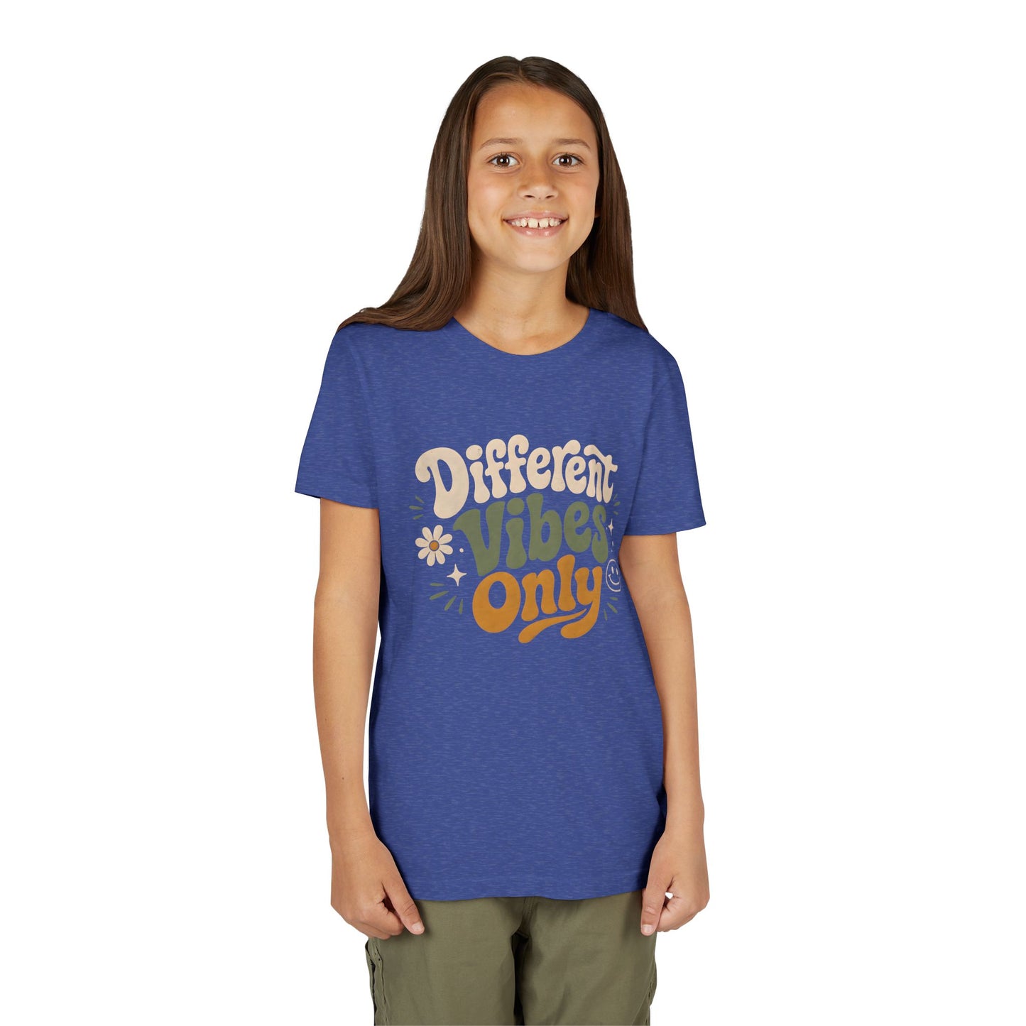 Youth Tee — "Different Vibes Only" Retro Flower Kids T-Shirt