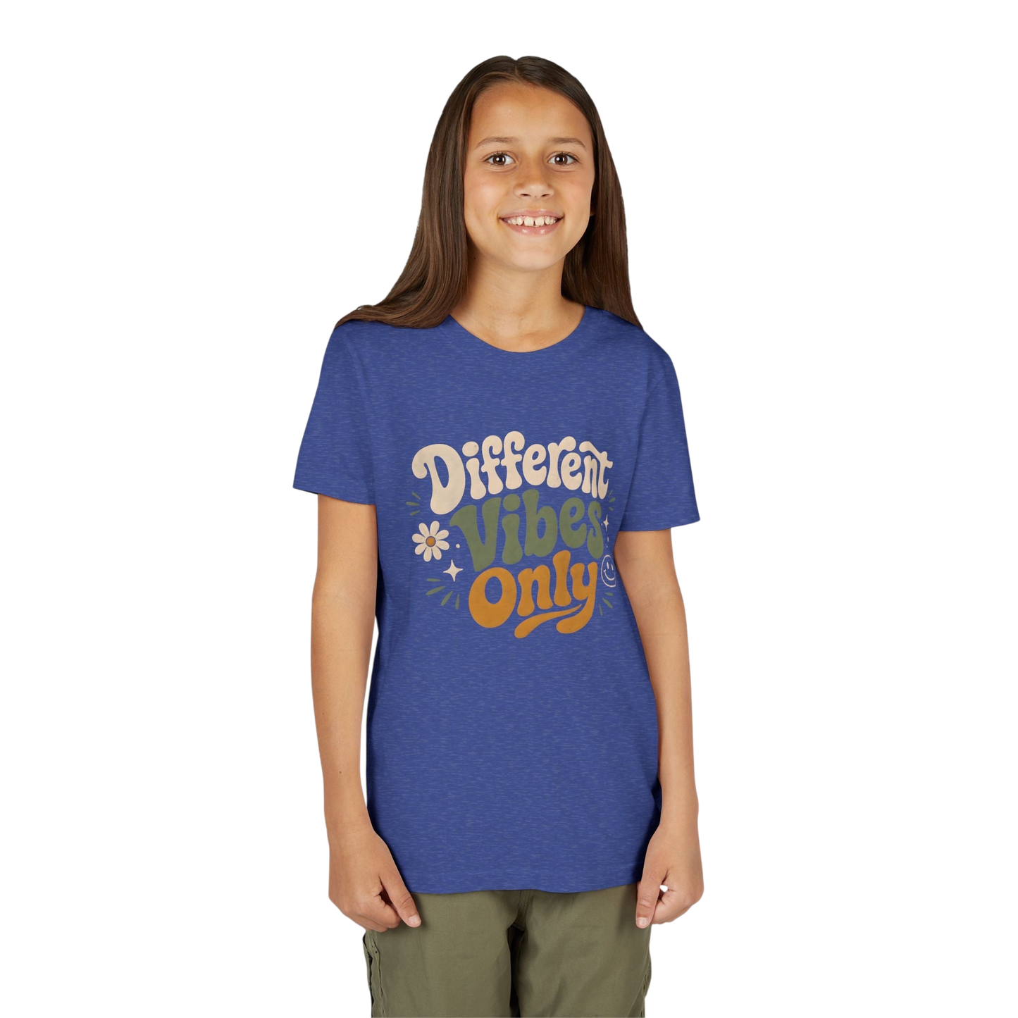 Youth Tee — "Different Vibes Only" Retro Flower Kids T-Shirt
