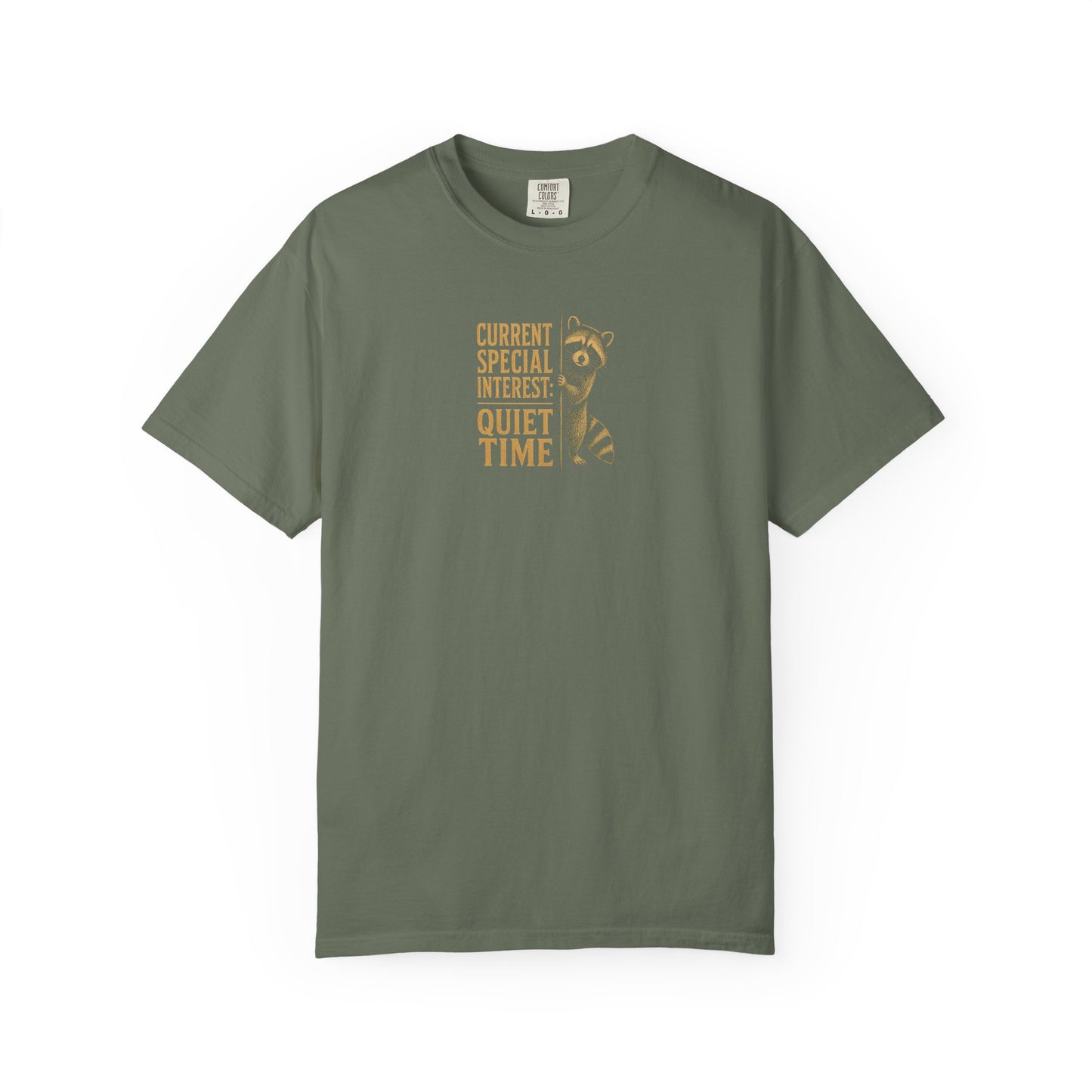 "Current Special Interest: Quiet Time" Cute Raccoon Graphic Tee