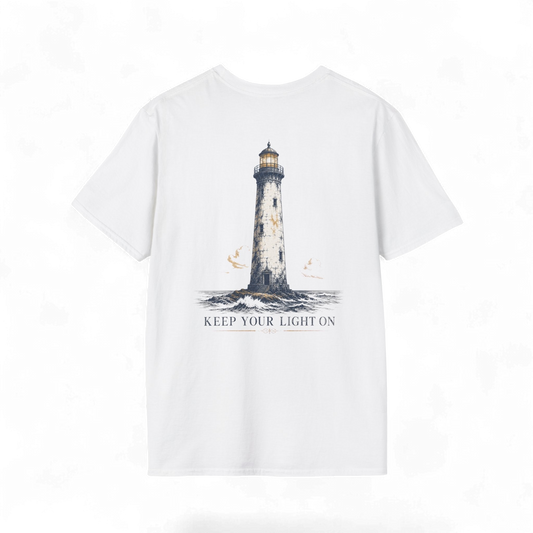 "Keep Your Light On" Vintage Lighthouse Graphic Tee