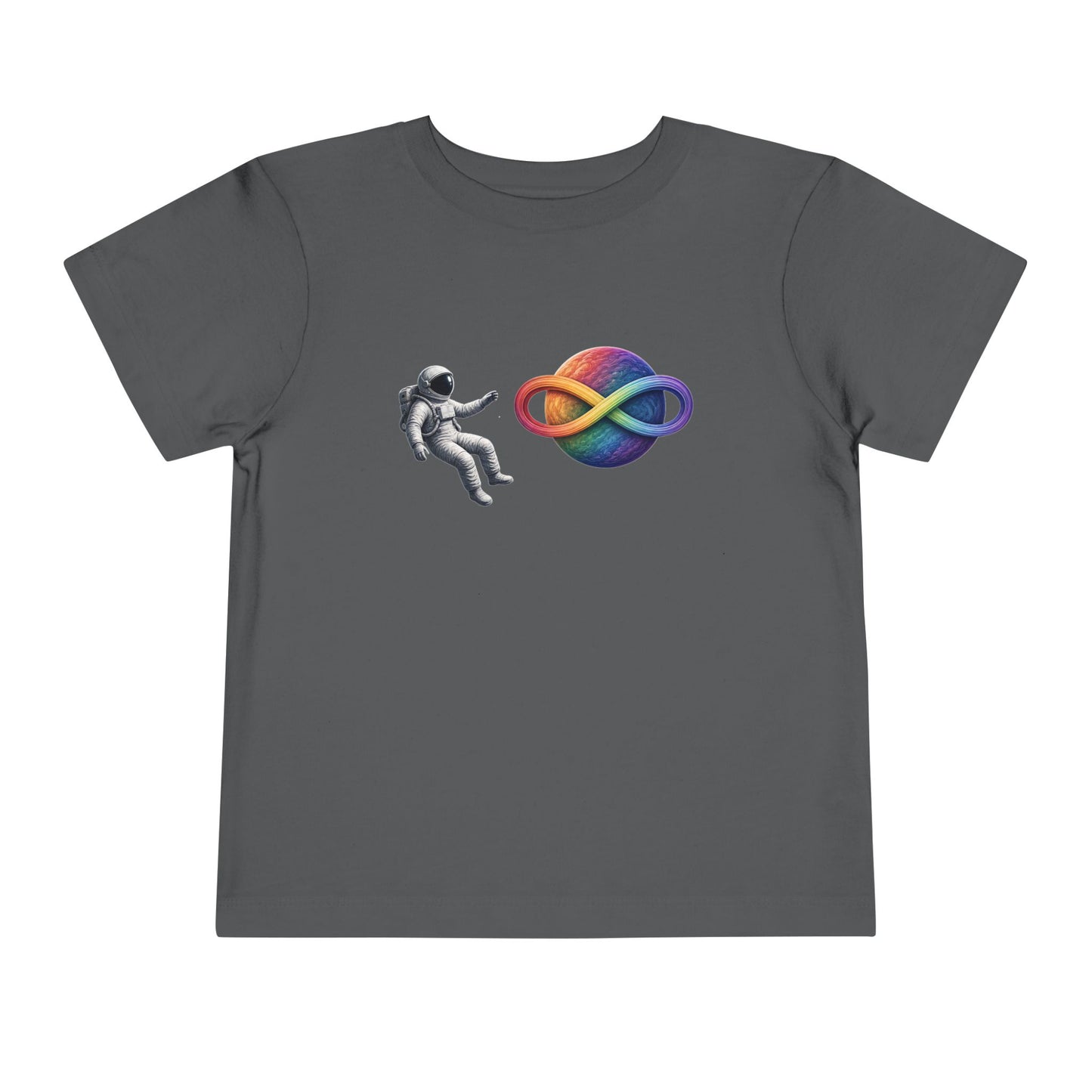 Toddler Tee — Rainbow Infinity Planet & Astronaut Graphic