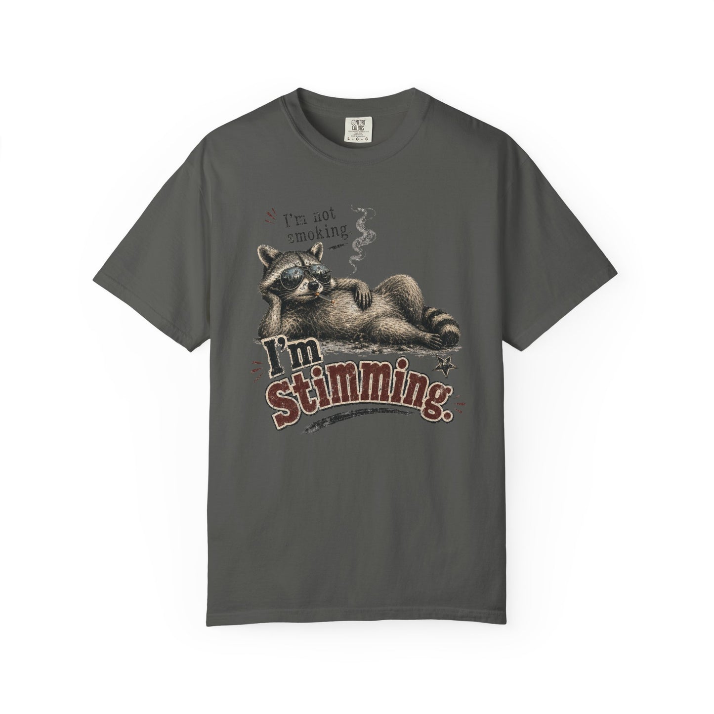 Raccoon 'I'm Stimming' Graphic T-Shirt — Funny Neurodiversity Pride Tee