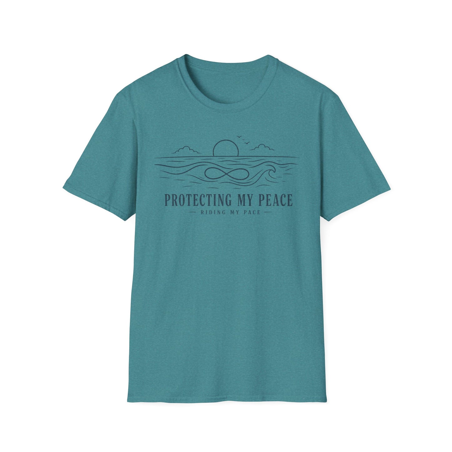 "Protecting My Peace" Ocean Sunset Minimalist Line Art T-Shirt