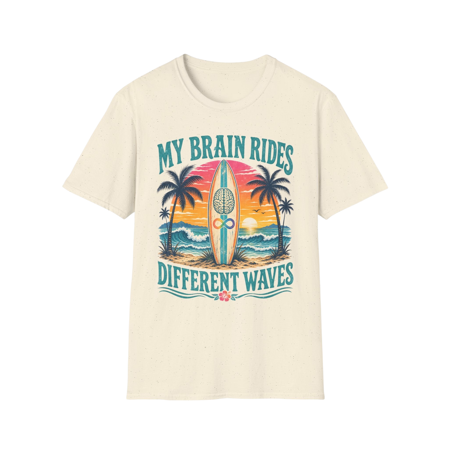 Graphic T-Shirt — "My Brain Rides Different Waves" Surf Retro Tee