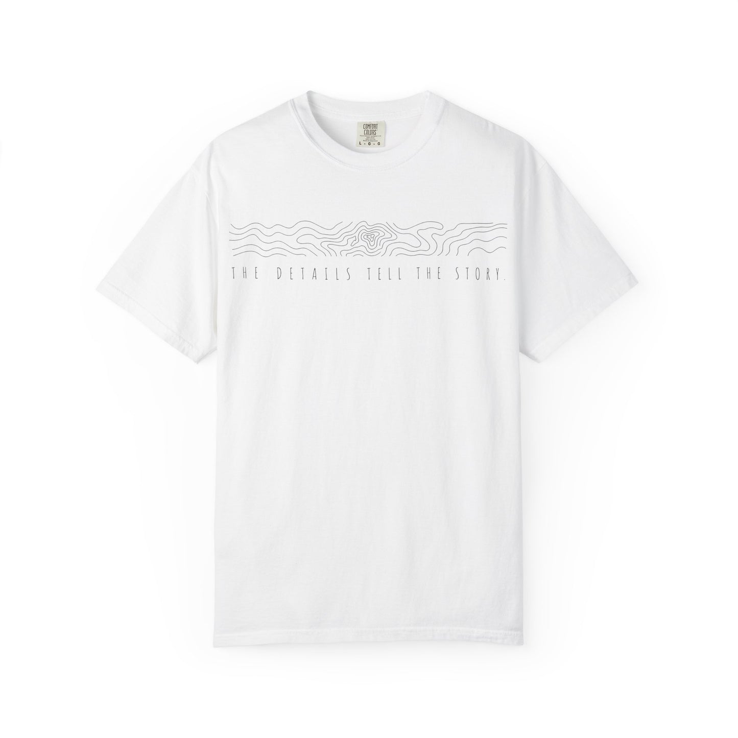 "THE DETAILS TELL THE STORY" Black Print minimal graphic line Tee