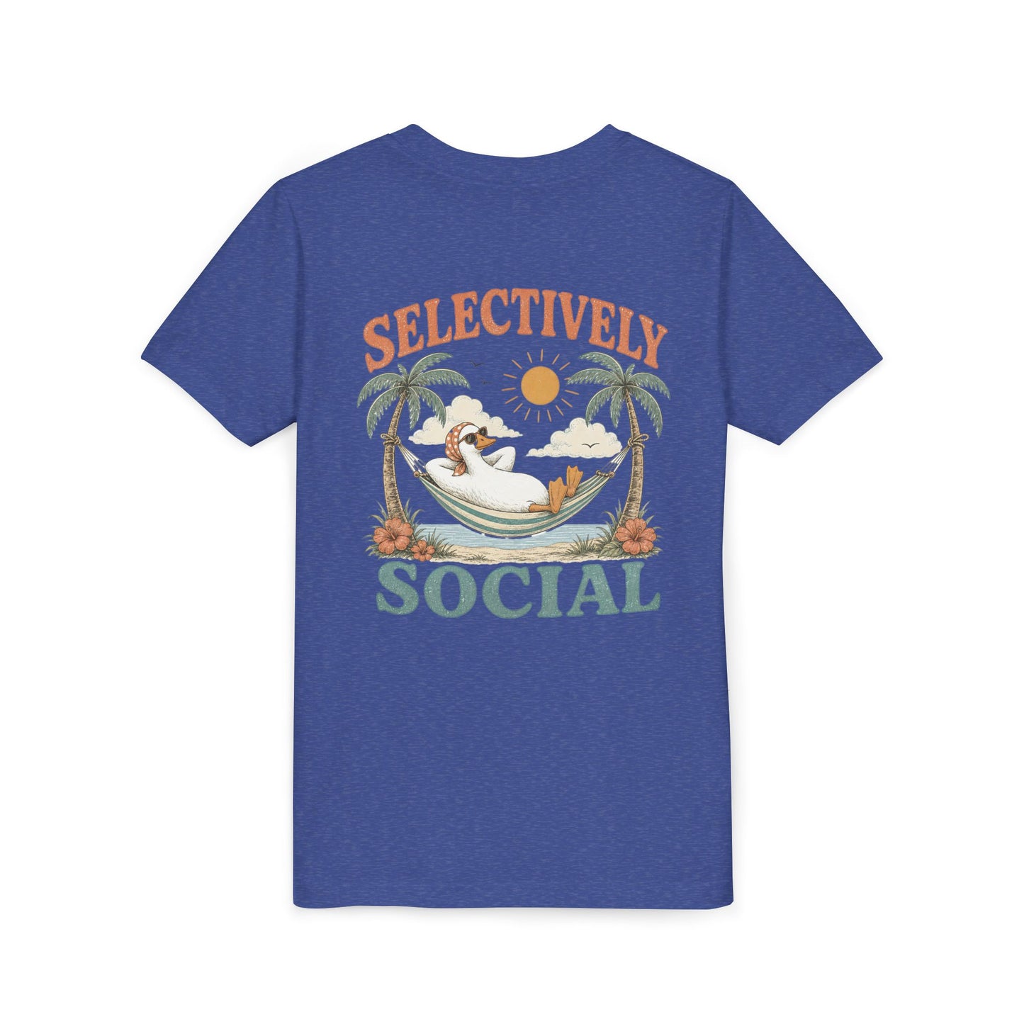 Youth Tee — Silly Goose "Selectively Social" Hammock Graphic Kid’s T-Shirt BACK PRINT