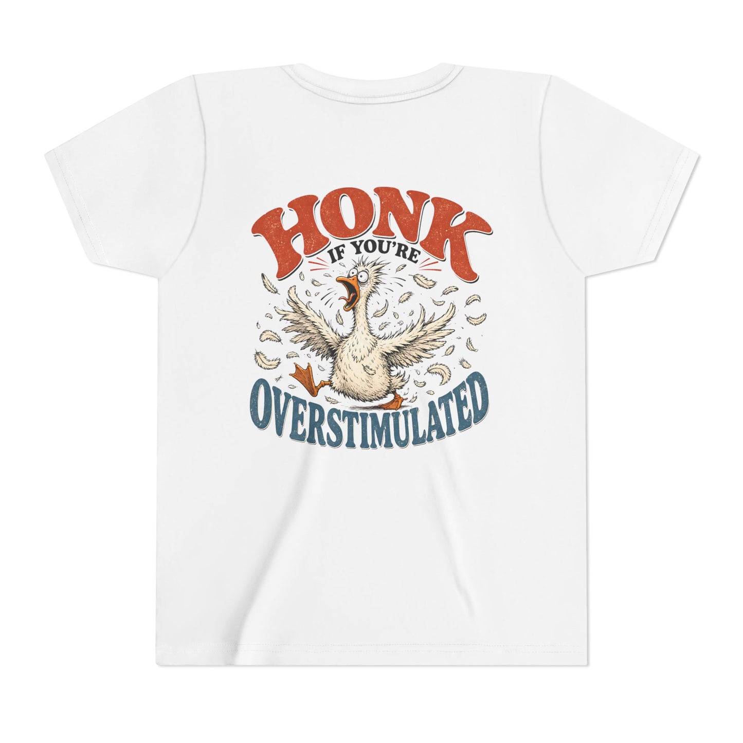Youth Tee — "Honk If You’re Overstimulated" Silly Goose Graphic BACK PRINT