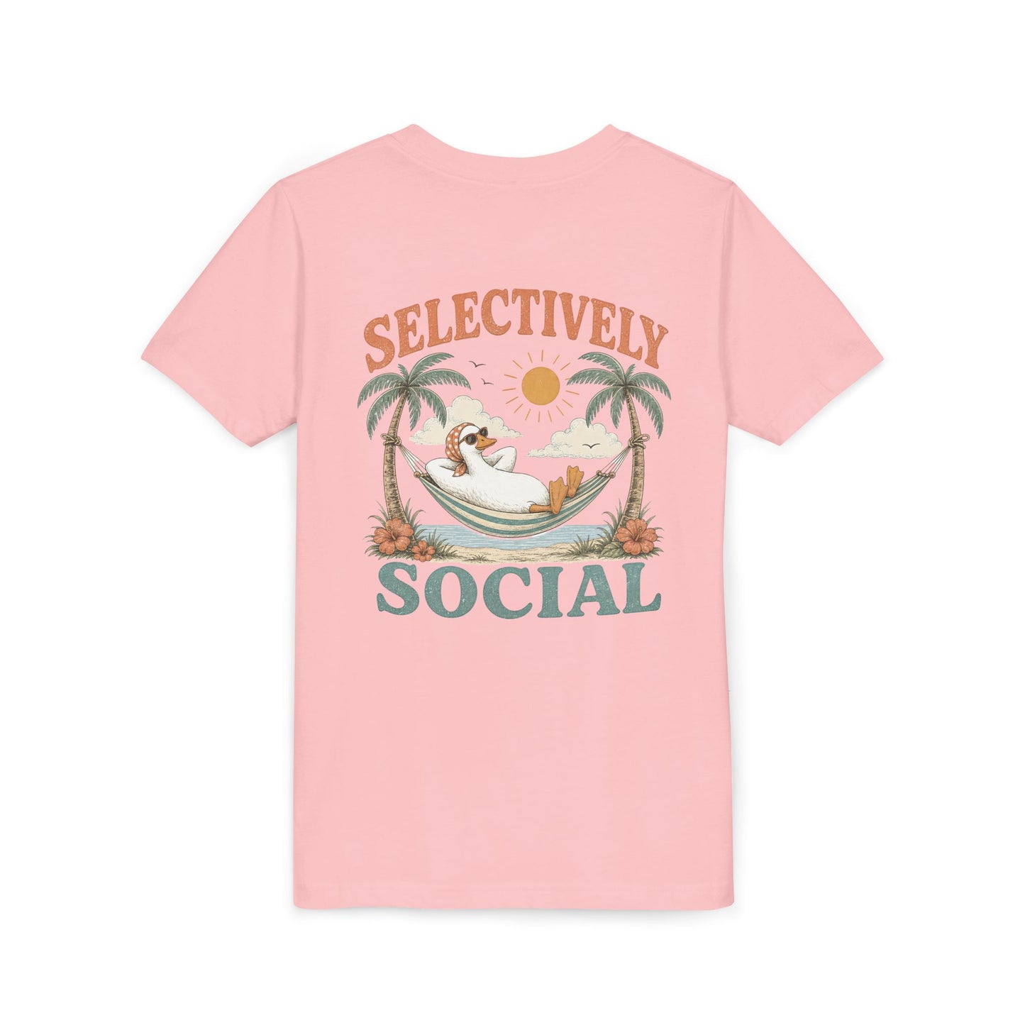 Youth Tee — Silly Goose "Selectively Social" Hammock Graphic Kid’s T-Shirt BACK PRINT