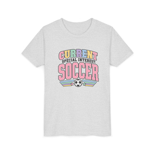 "Current Special Interest: Soccer" Pastel Soccer T-Shirt Youth Tee —
