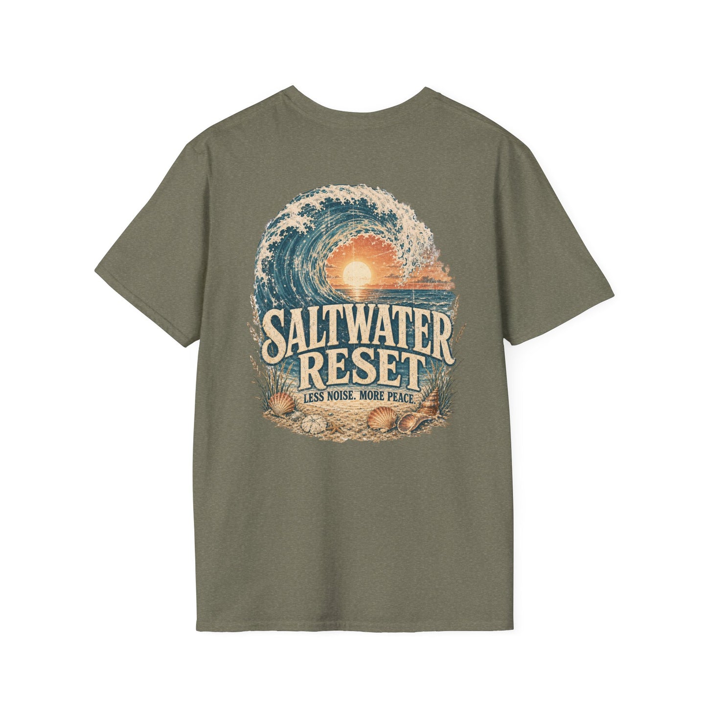 "Saltwater Reset" Retro Ocean Barrel Wave Sunset Graphic T-Shirt