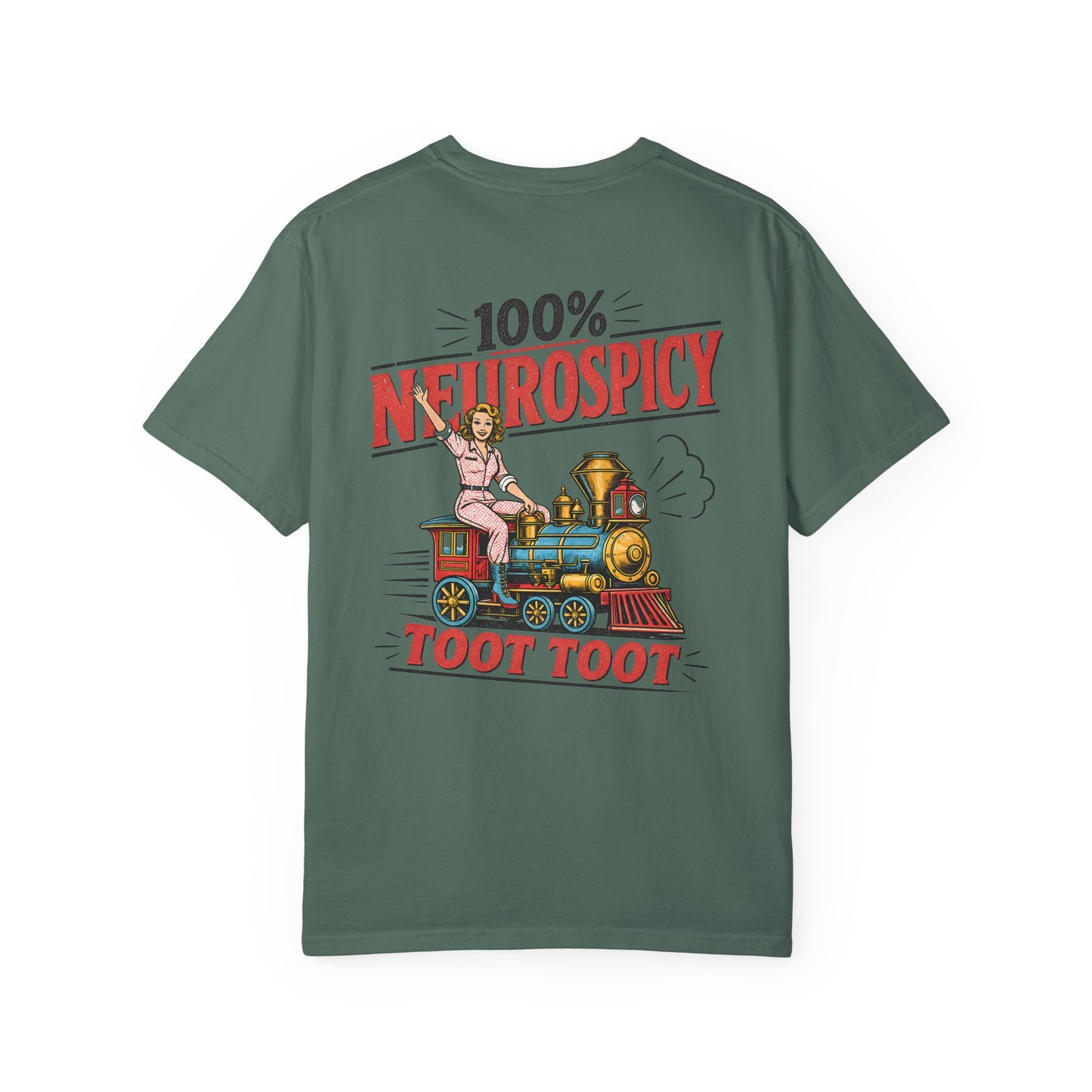 100% Neurospicy T-Shirt — Vintage Train 'Toot Toot' Graphic Tee BACK PRINT