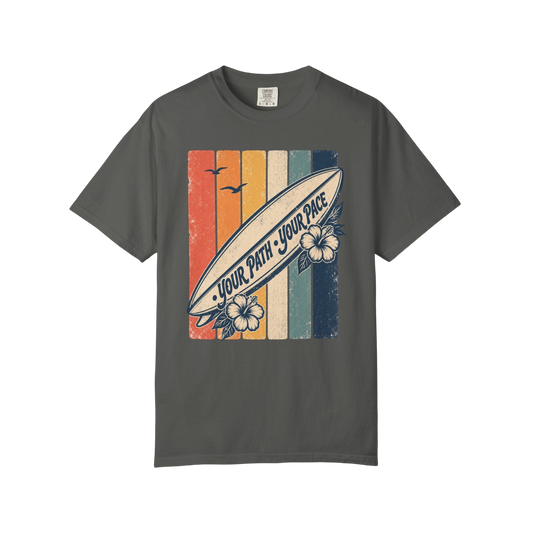 Surf Vintage Tee — “Your Path, Your Pace” Retro Beach T-Shirt