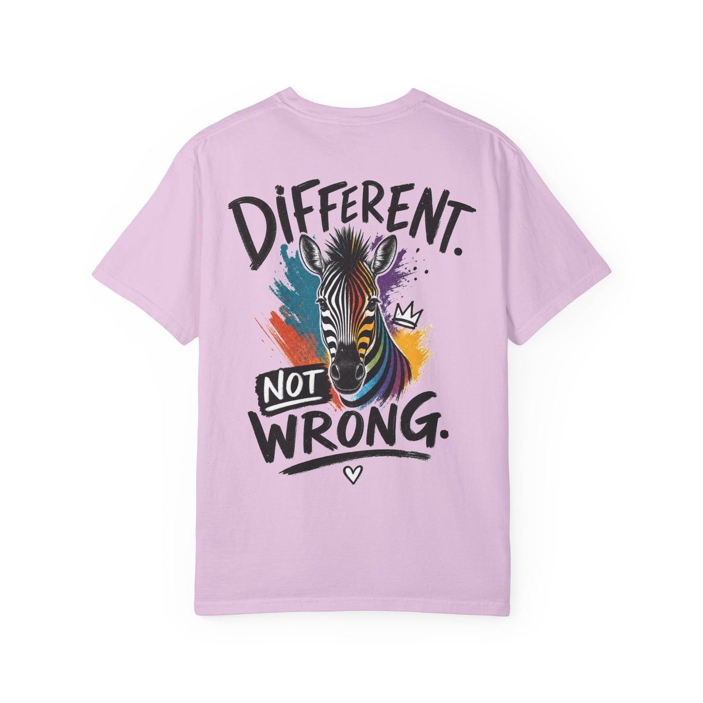 Different Not Wrong Zebra T-Shirt — Neurodivergent Colorful Inspirational Graphic Tee