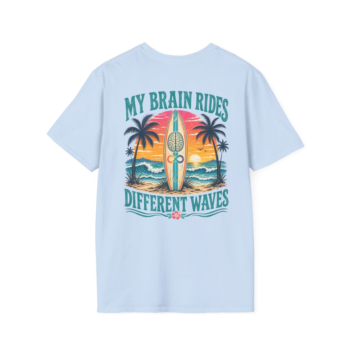 Retro "My Brain Rides Different Waves" Neurodiversity Surf T-Shirt